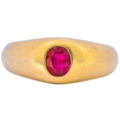 Tiffany & Co. Victorian 0.95 Carat Ruby 18 Karat Gold Unisex Ring