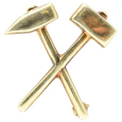 Antique Tiffany & Co. Victorian 14 Karat Gold Hammer and Pick Brooch Pin
