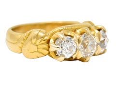 Tiffany & Co Victorian 1.40 Carats Diamond 18 Karat Yellow Gold Three Stone Ring