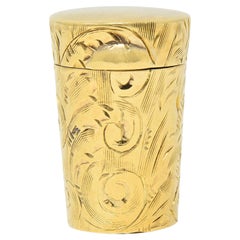Tiffany & Co. Viktorianischer Chatelaine-Behälter aus 14 Karat Gelbgold mit antikem Charme