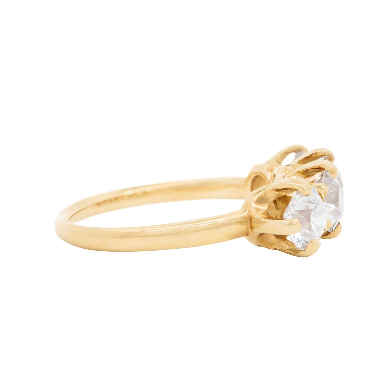 Old Mine Cut TIFFANY & Co. Victorian 18k Four Stone Diamond Engagement Ring 1.80ctw