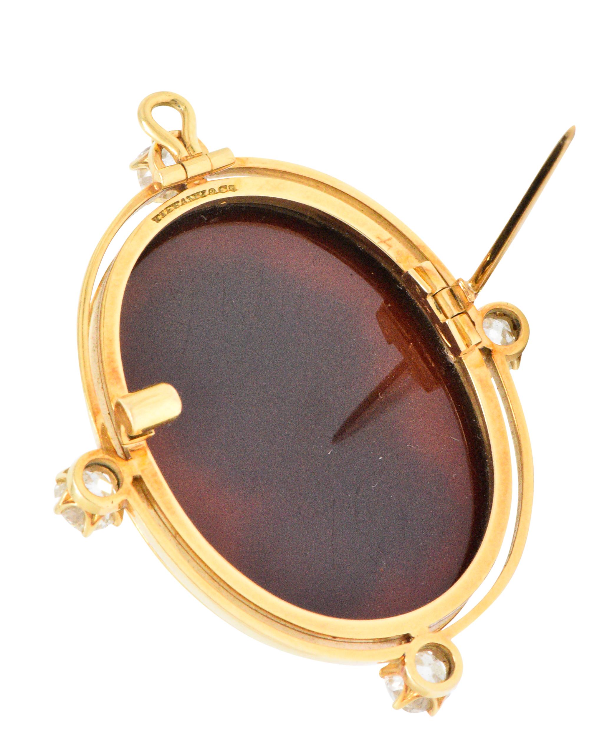 Tiffany & Co. Victorian 2.00 Carat Diamond Hardstone Cameo Pendant or Brooch 1