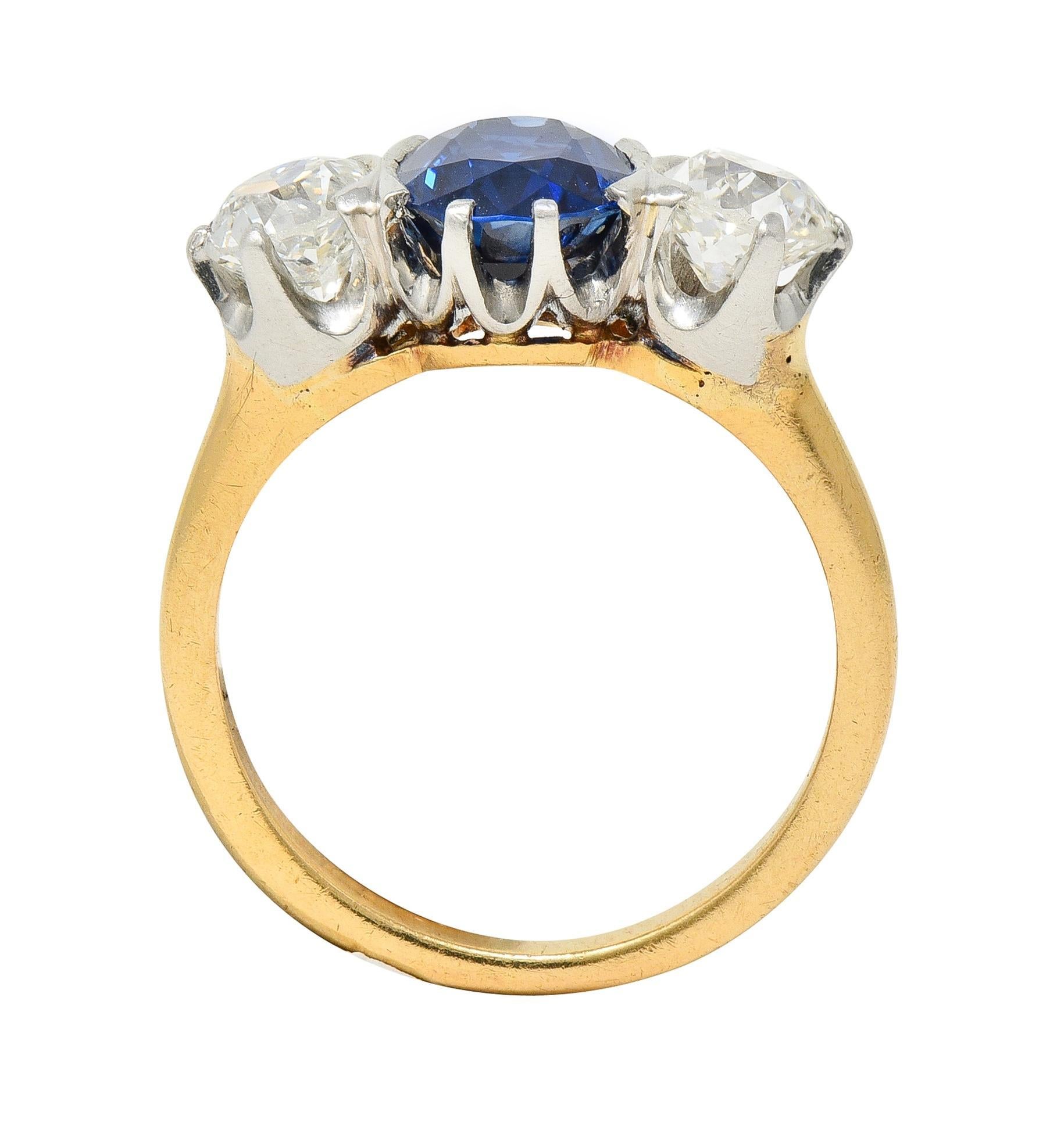 Tiffany & Co. Victorian 2.48 CTW Sapphire Diamond Platinum 18 Karat Ring GIA For Sale 1