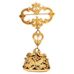 Tiffany & Co. victorian carnelian 18k yellow gold fob brooch