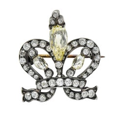 Tiffany & Co. Victorian Fancy Yellow Briolette Diamond & White Diamond Brooch