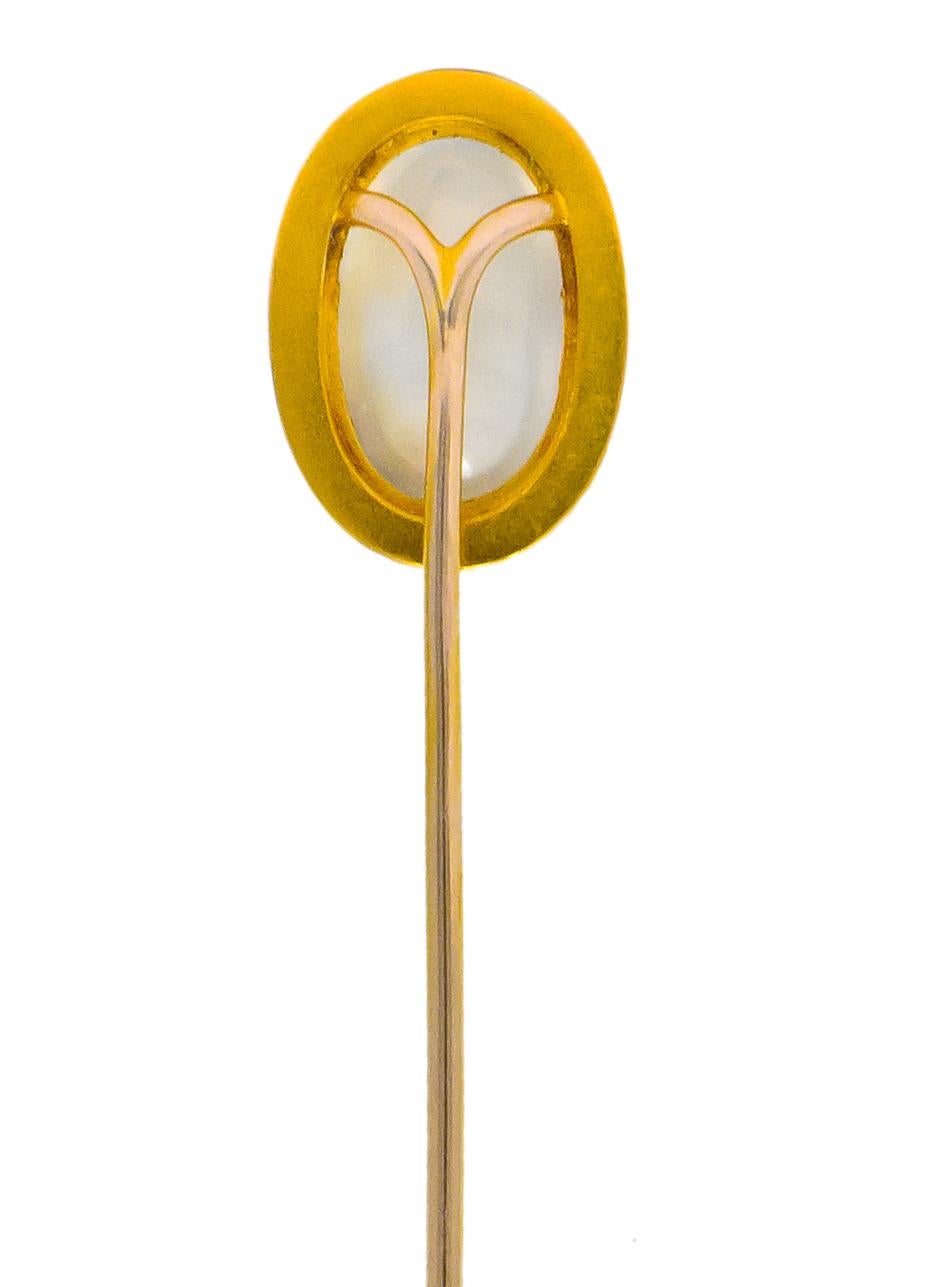 Oval Cut Tiffany & Co. Victorian Moonstone 18 Karat Gold Stickpin For Sale