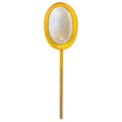 Used Tiffany & Co. Victorian Moonstone 18 Karat Gold Stickpin