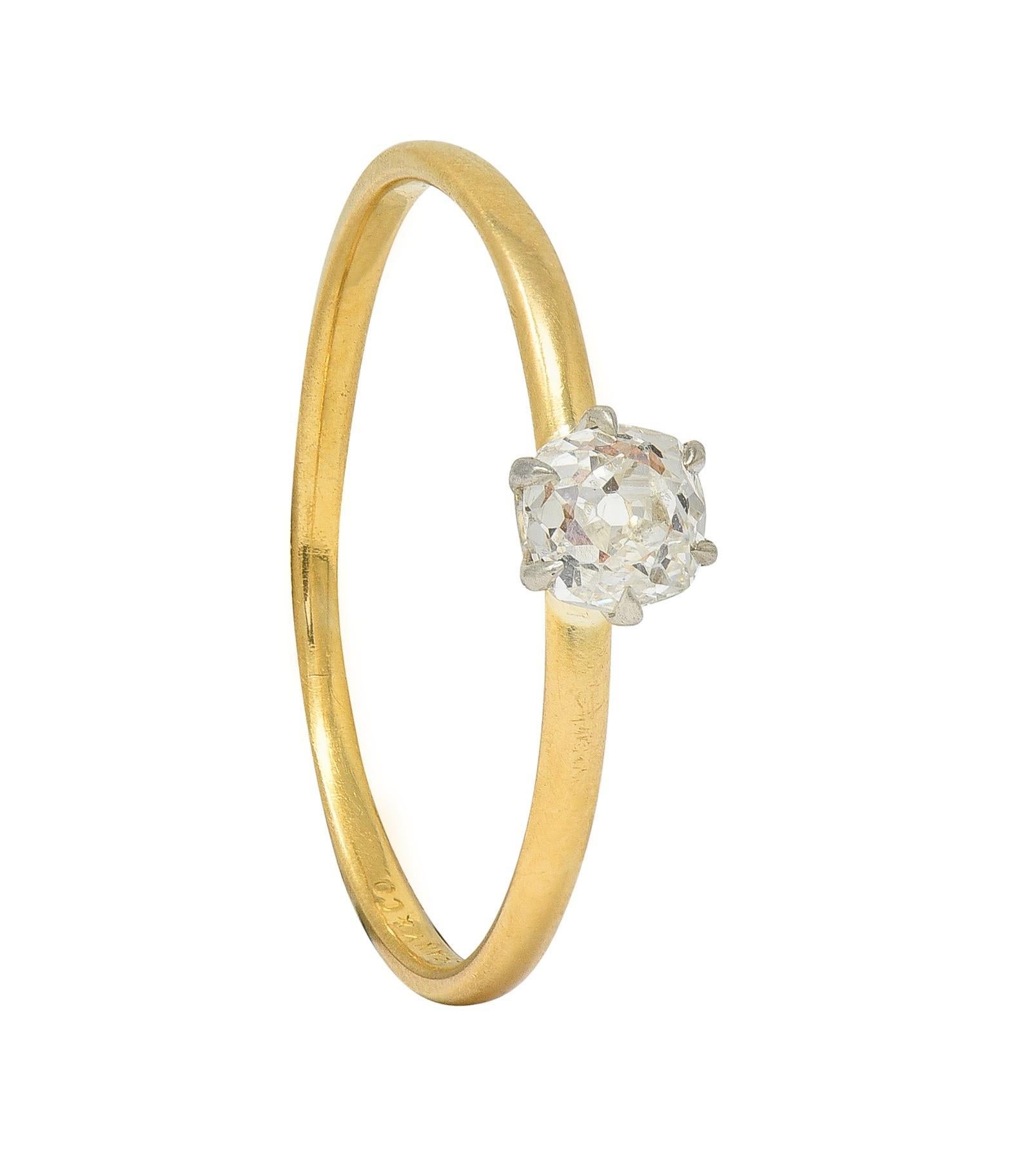 Tiffany & Co. Victorian Old Mine Diamond 18 Karat Two-Tone Gold Engagement Ring For Sale 6