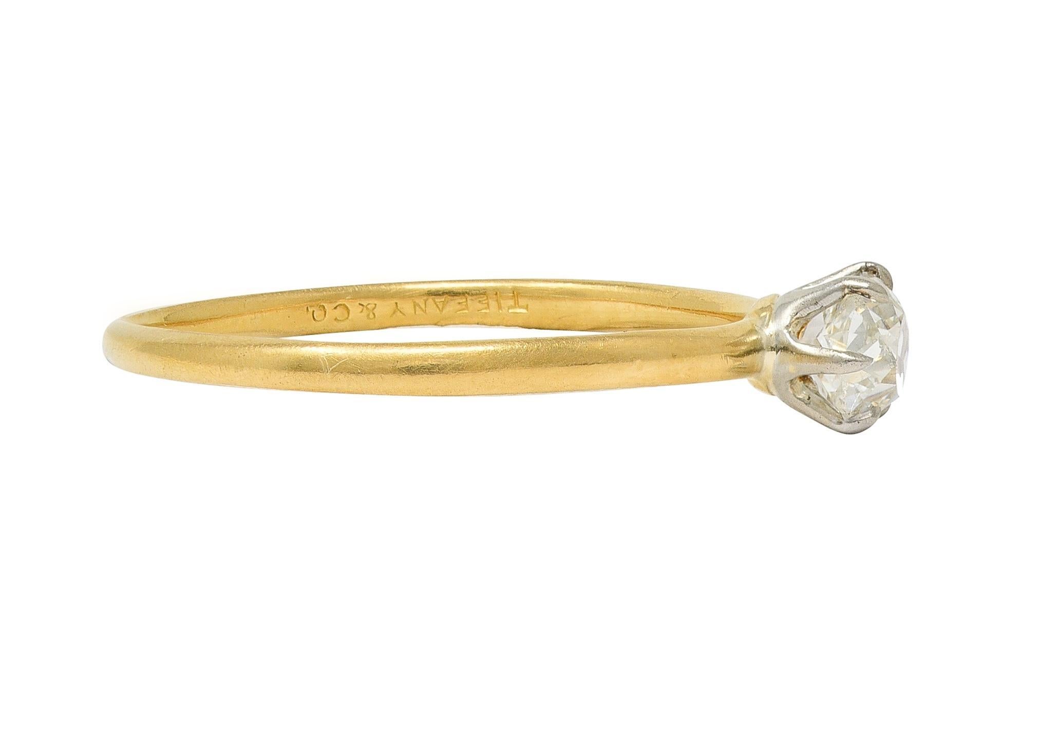 Victorien Tiffany & Co. Bague de fiançailles victorienne ancienne mine en or bicolore 18 carats en vente