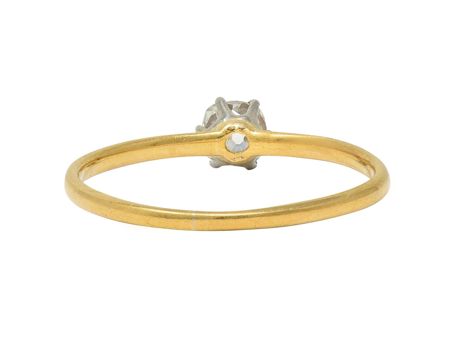 Tiffany & Co. Victorian Old Mine Diamond 18 Karat Two-Tone Gold Engagement Ring In Excellent Condition For Sale In Philadelphia, PA