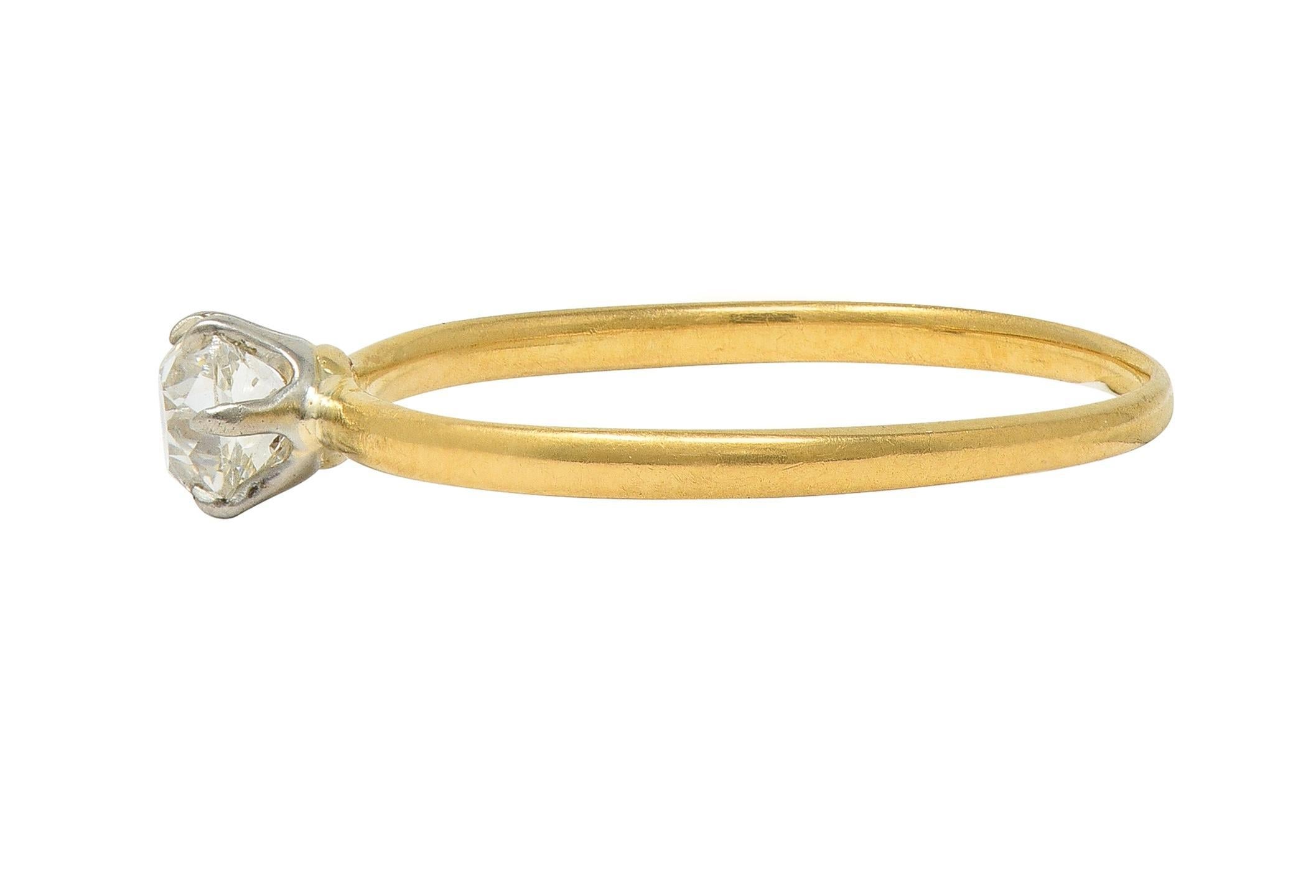 Tiffany & Co. Bague de fiançailles victorienne ancienne mine en or bicolore 18 carats Excellent état - En vente à Philadelphia, PA