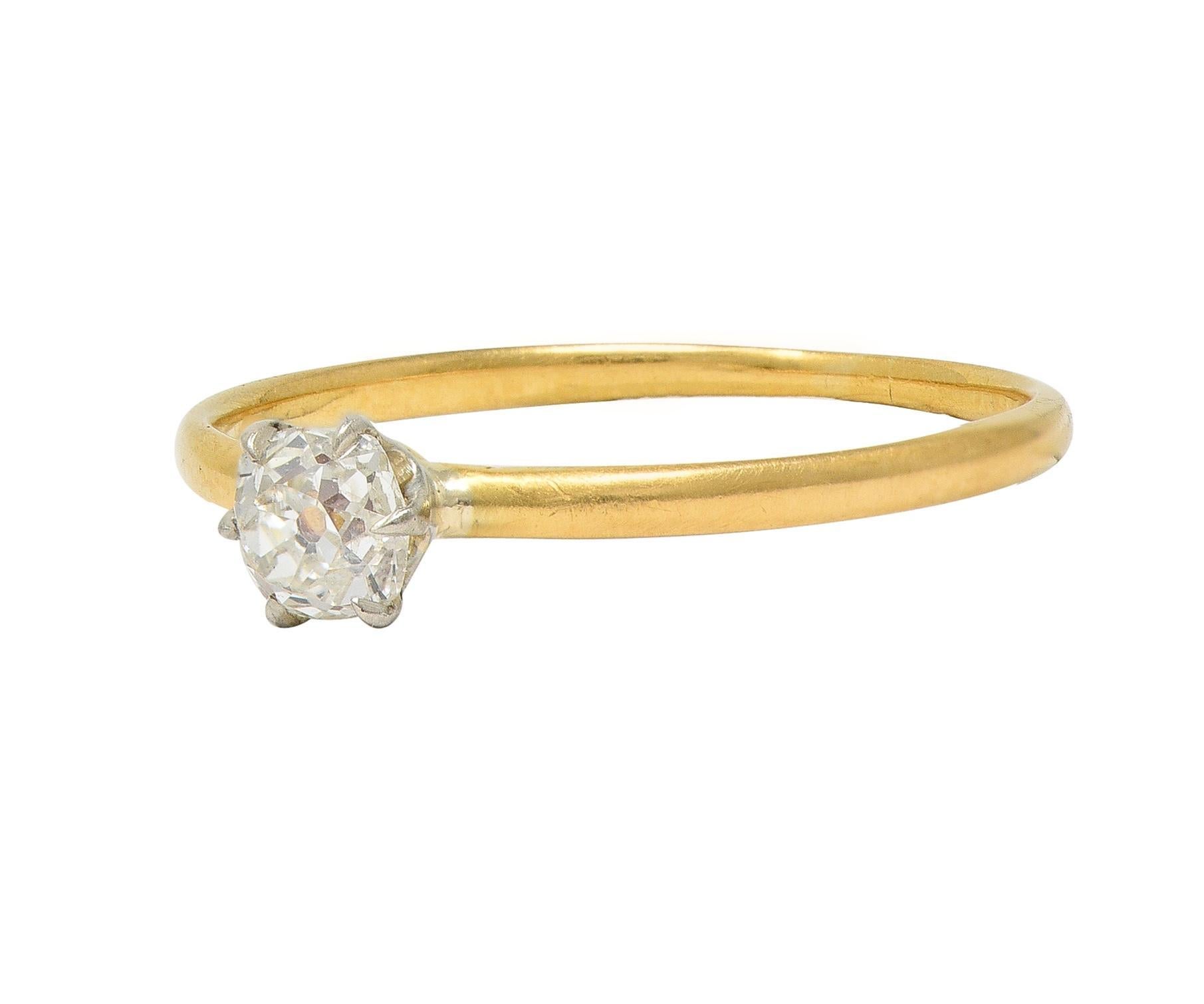 Tiffany & Co. Victorian Old Mine Diamond 18 Karat Two-Tone Gold Engagement Ring For Sale 1