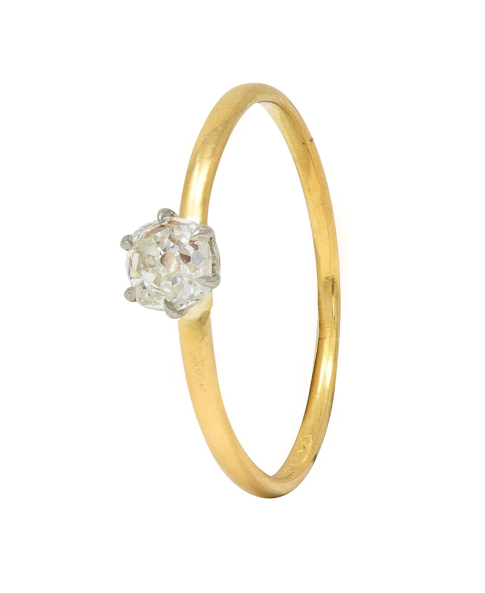 Tiffany & Co. Victorian Old Mine Diamond 18 Karat Two-Tone Gold Engagement Ring For Sale 2