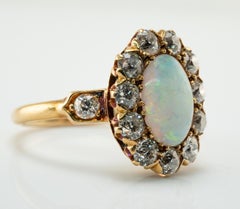 Tiffany & Co Victorian Opal Diamond Ring 18K Gold Old European cut 1.14ct