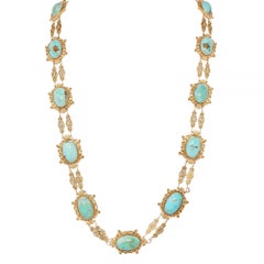 Tiffany & Co. Collana floreale vittoriana con turchese in oro giallo 18 carati