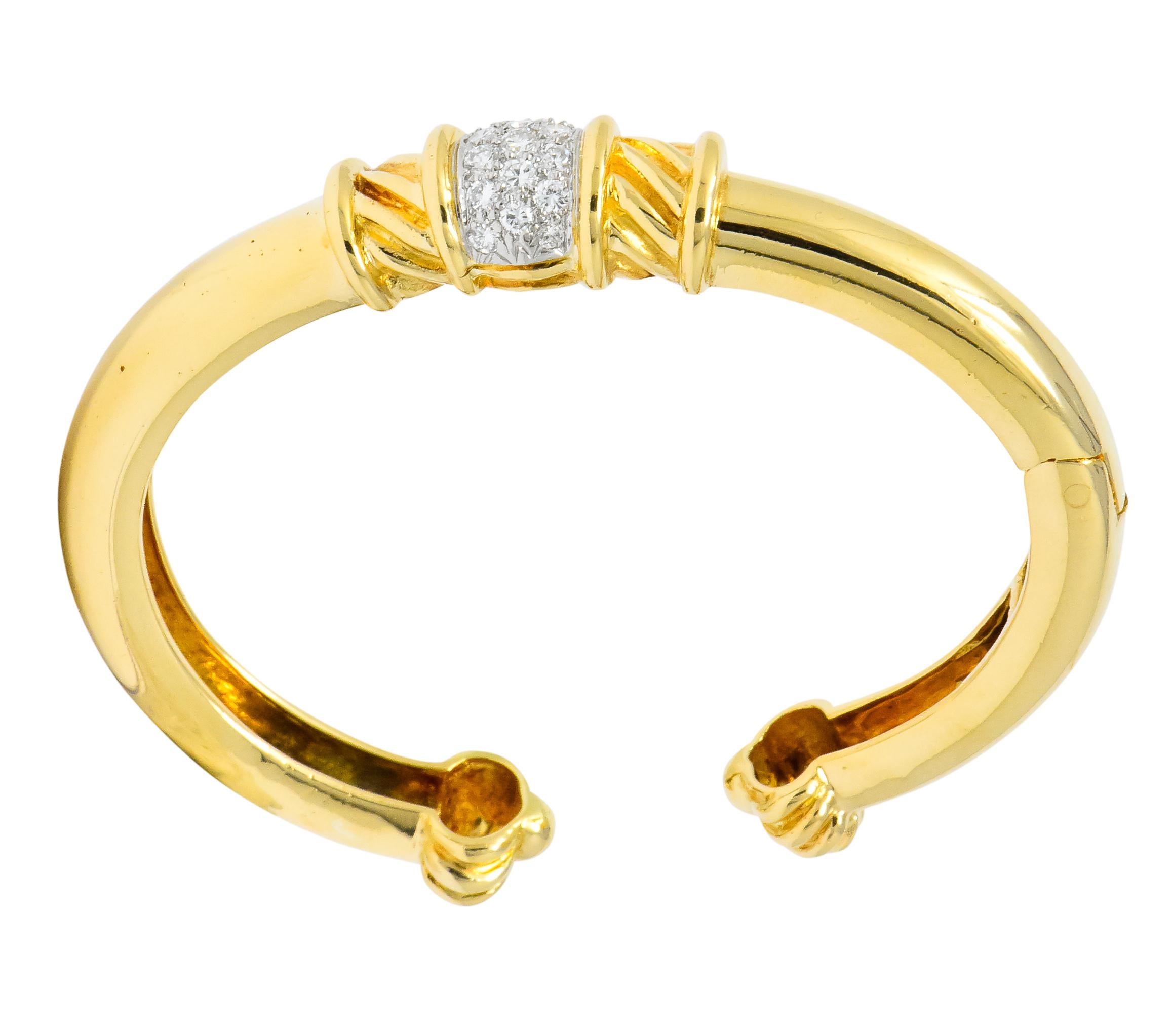 Tiffany & Co. Vintage 0.85 Carat Diamond 18 Karat Gold Cuff Bracelet 1