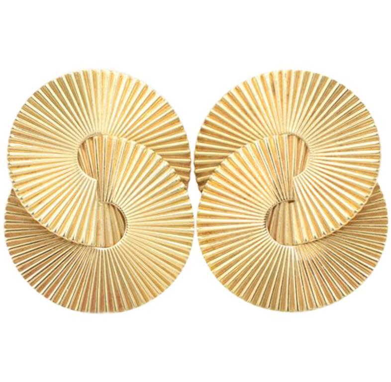 Tiffany & Co. Vintage 14 Karat Gold Retro Clip-On Earrings, circa 1950