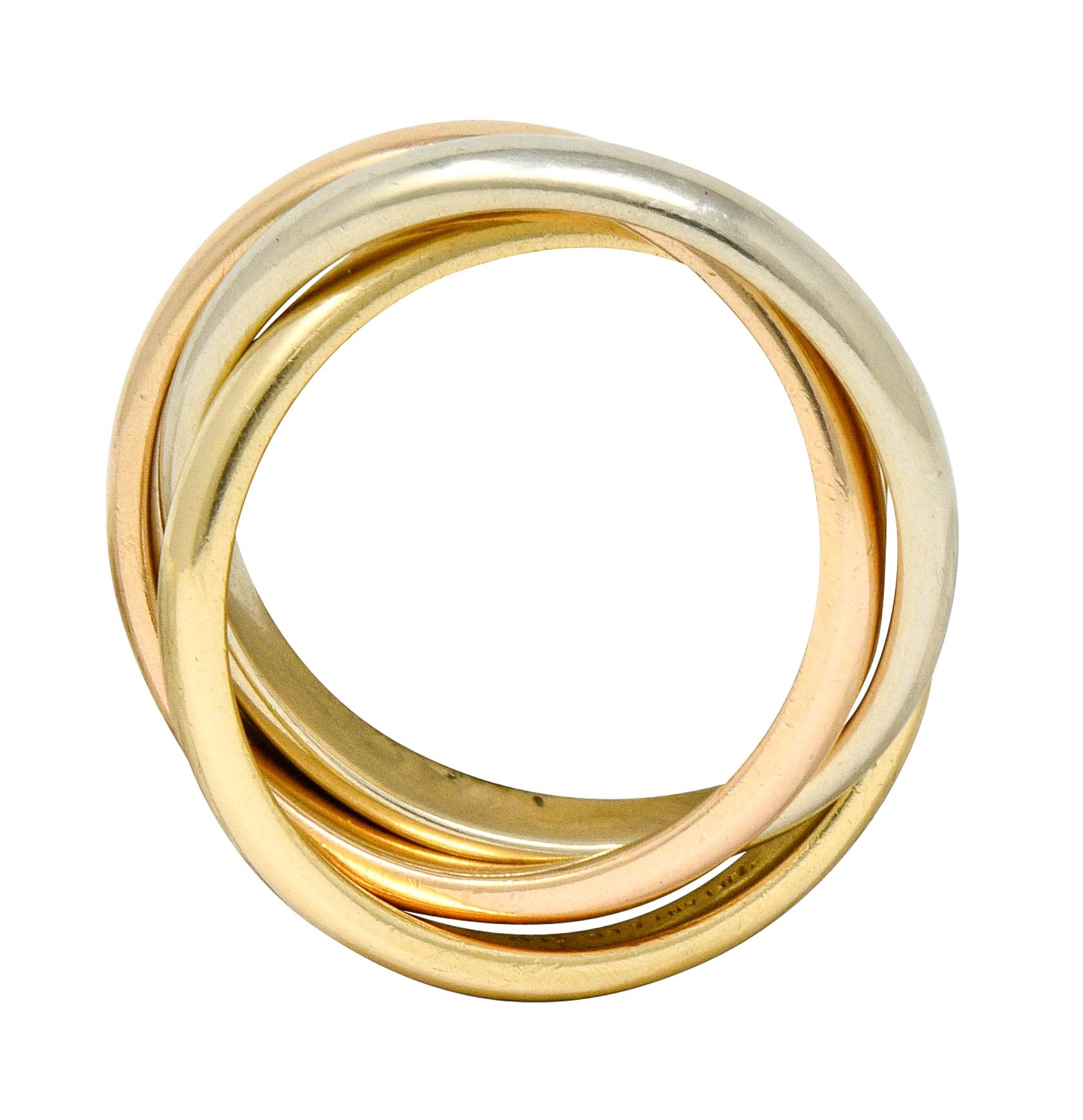 Contemporary Tiffany & Co. Vintage 14 Karat Tri-Colored Gold Paloma Melody Rolling Band Ring