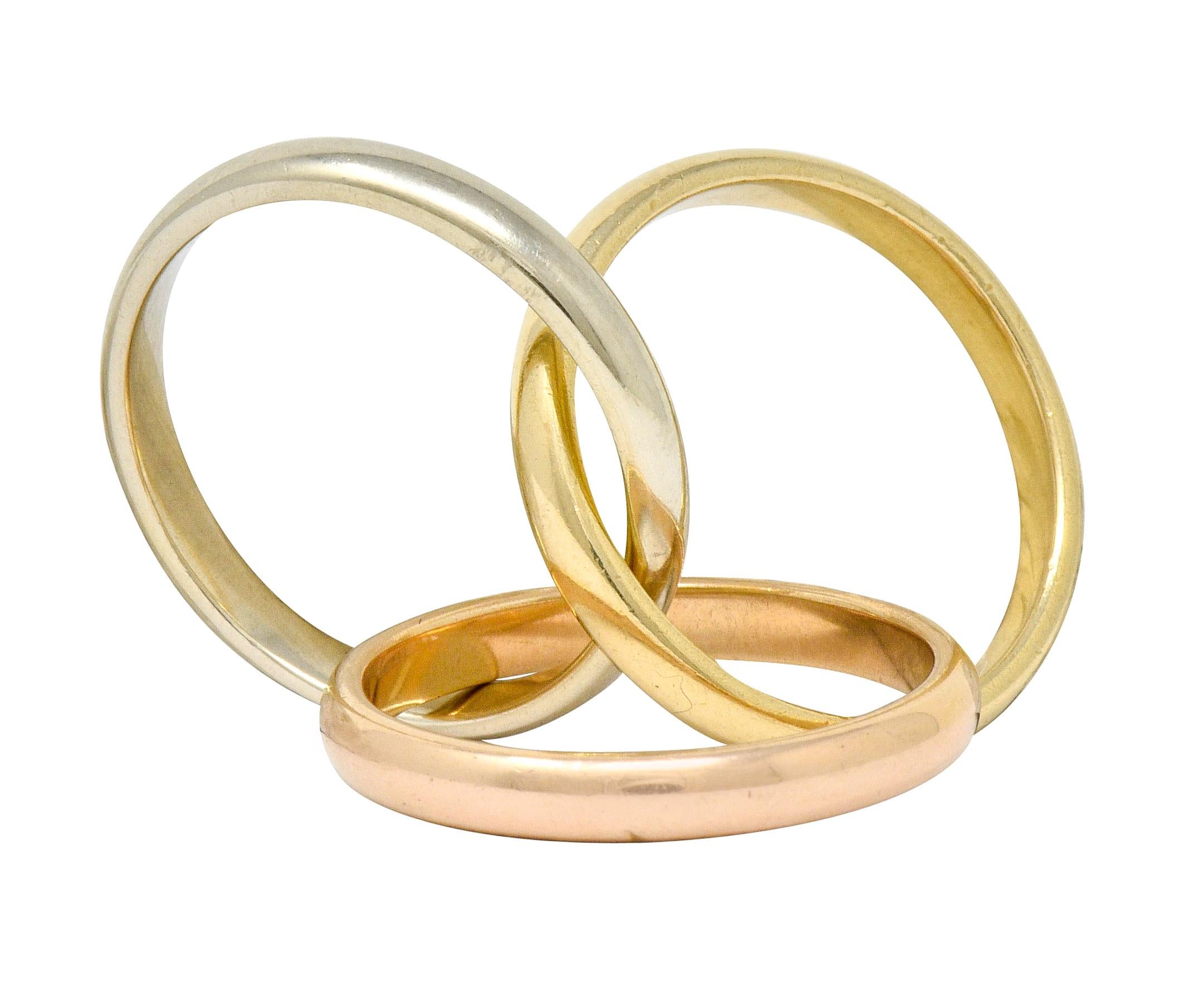 Women's or Men's Tiffany & Co. Vintage 14 Karat Tri-Colored Gold Paloma Melody Rolling Band Ring