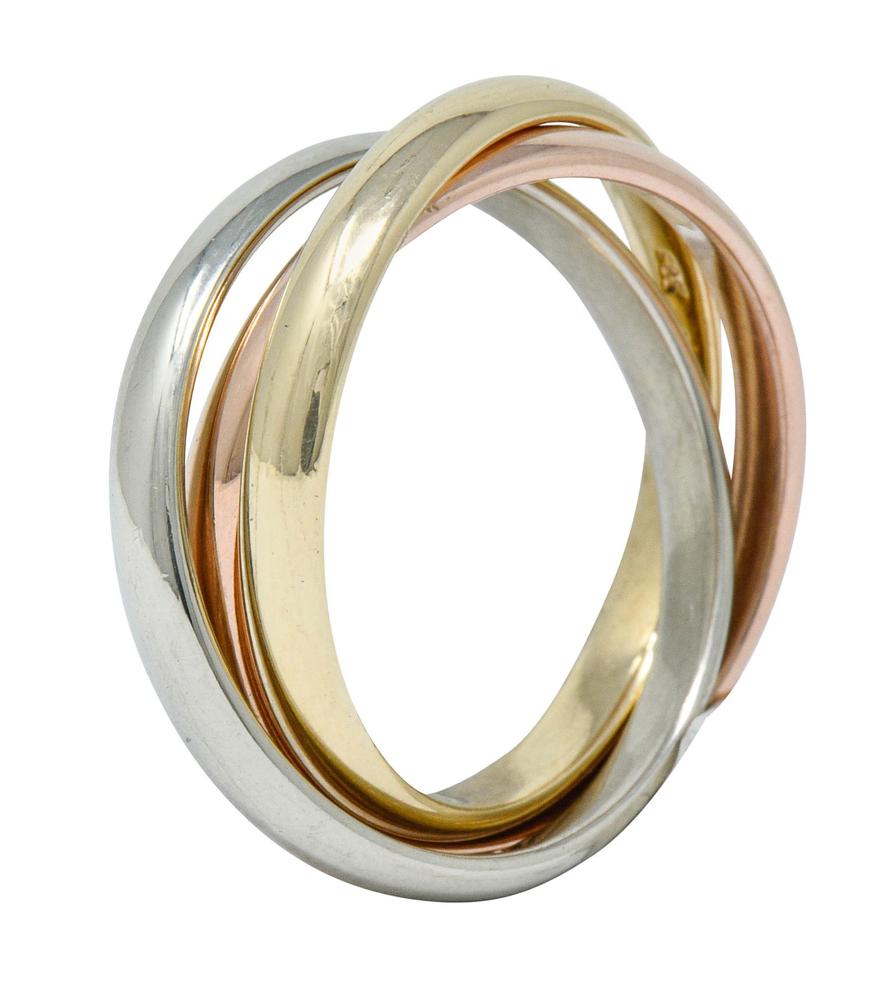 Tiffany & Co. Vintage 14 Karat Tri-Colored Gold Paloma's Melody Rolling Ring In Excellent Condition In Philadelphia, PA