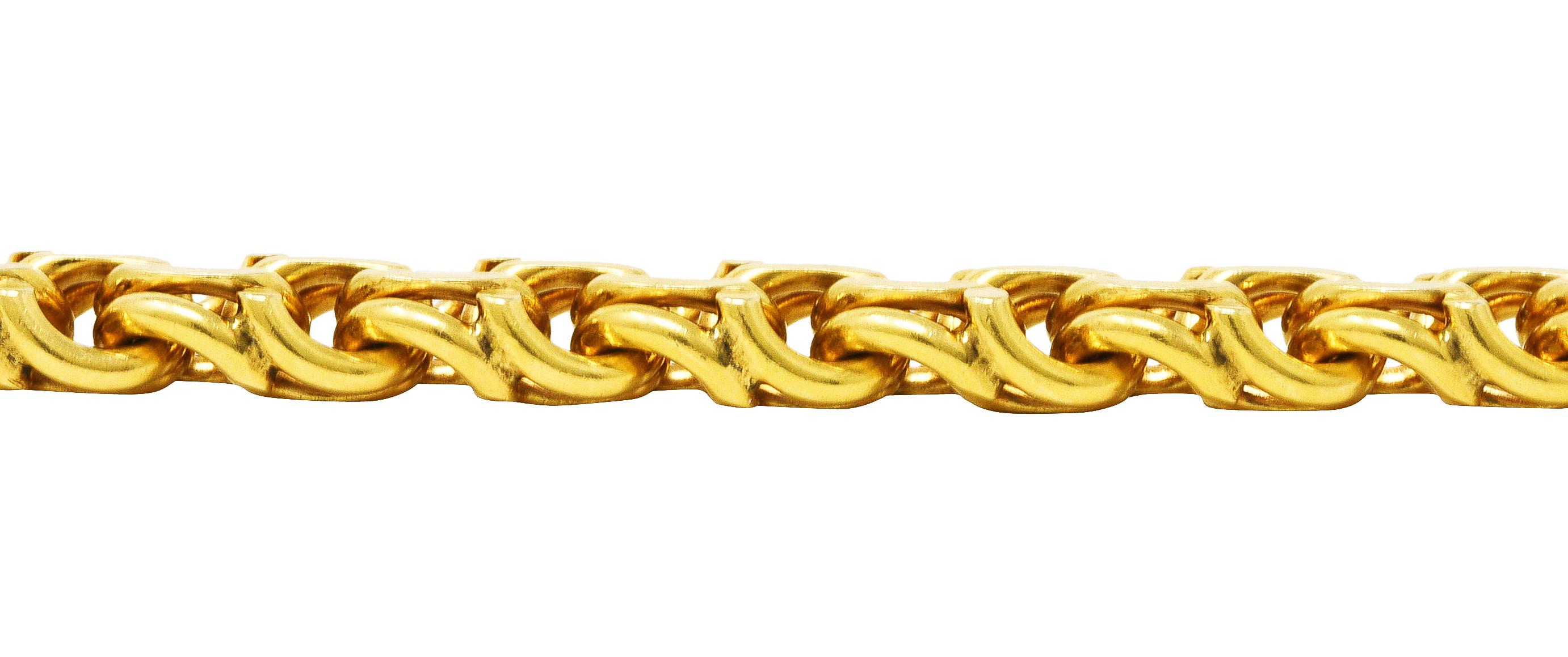 Tiffany & Co. Vintage 14 Karat Yellow Gold Double Curb Chain Link Bracelet In Excellent Condition In Philadelphia, PA