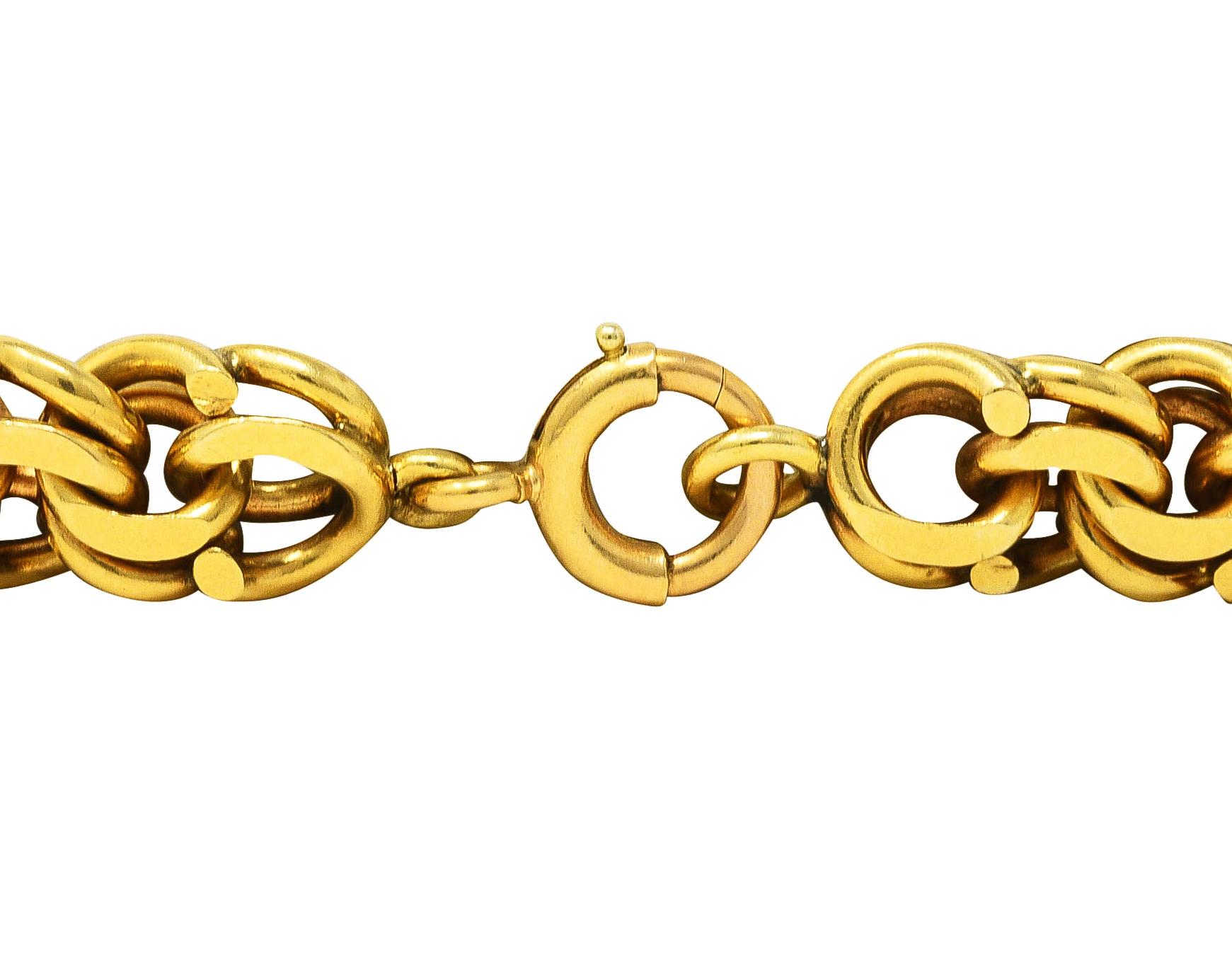 Women's or Men's Tiffany & Co. Vintage 14 Karat Yellow Gold Double Curb Chain Link Bracelet