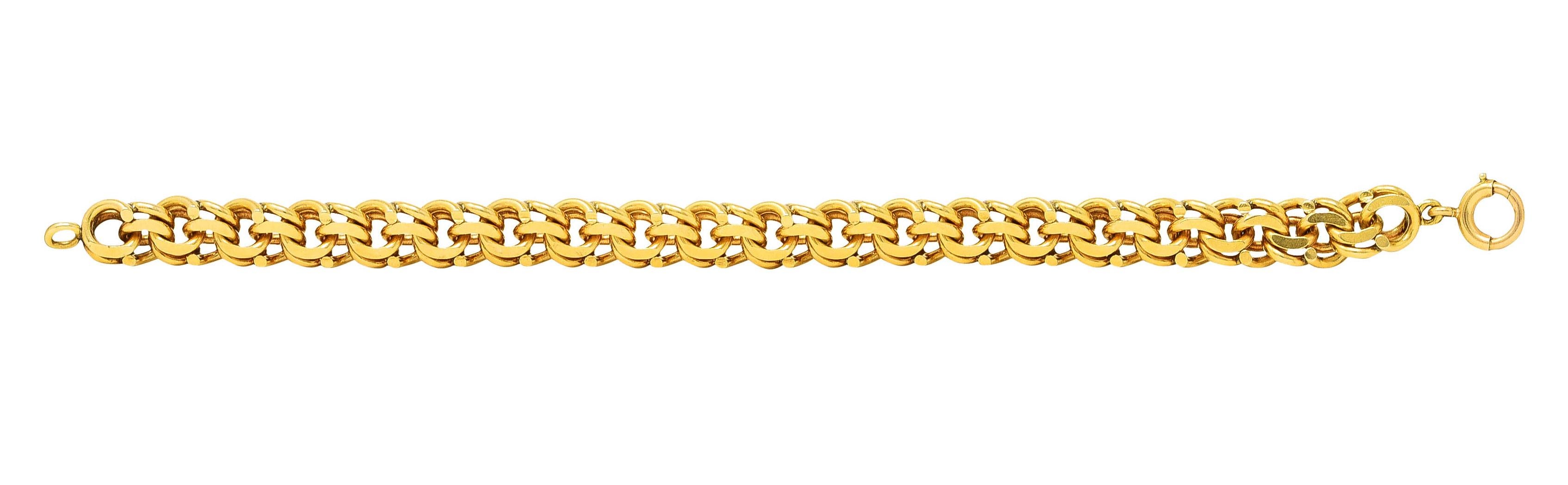 Tiffany & Co. Vintage 14 Karat Yellow Gold Double Curb Chain Link Bracelet 1