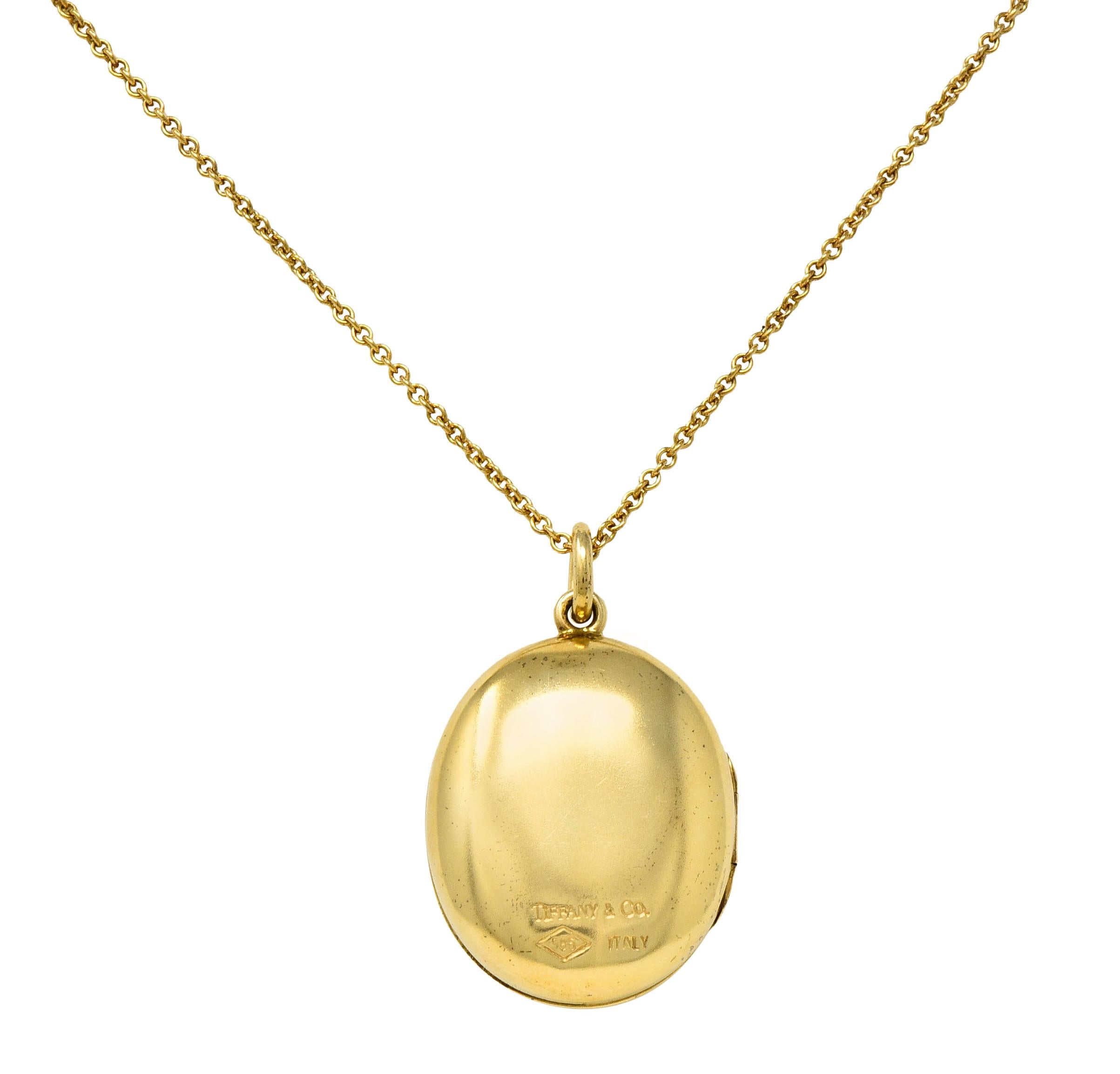 Contemporary Tiffany & Co. Vintage 14 Karat Yellow Gold Oval Locket Pendant Necklace