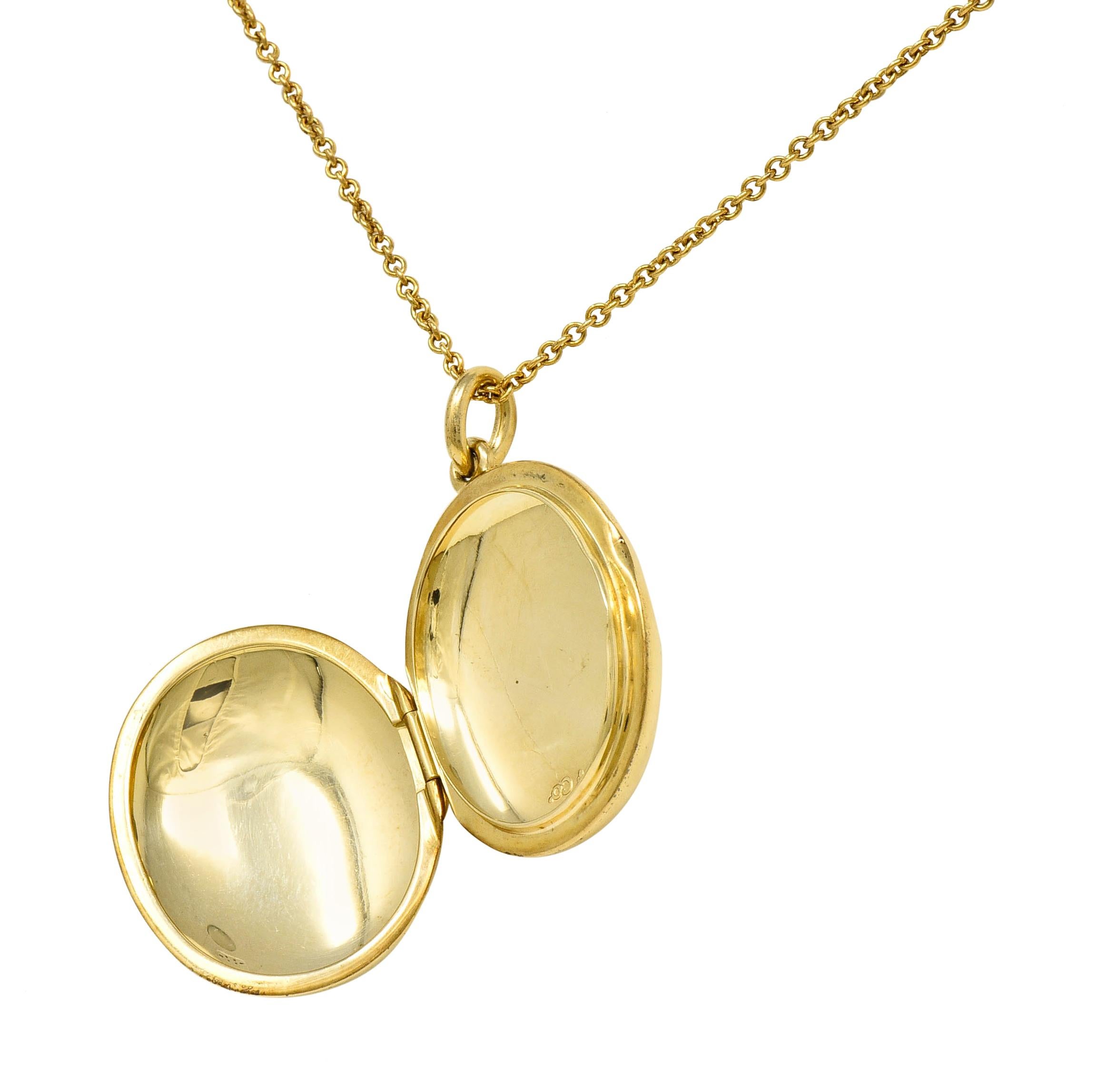 Women's or Men's Tiffany & Co. Vintage 14 Karat Yellow Gold Oval Locket Pendant Necklace