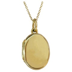 Tiffany & Co. Vintage 14 Karat Yellow Gold Oval Locket Pendant Necklace