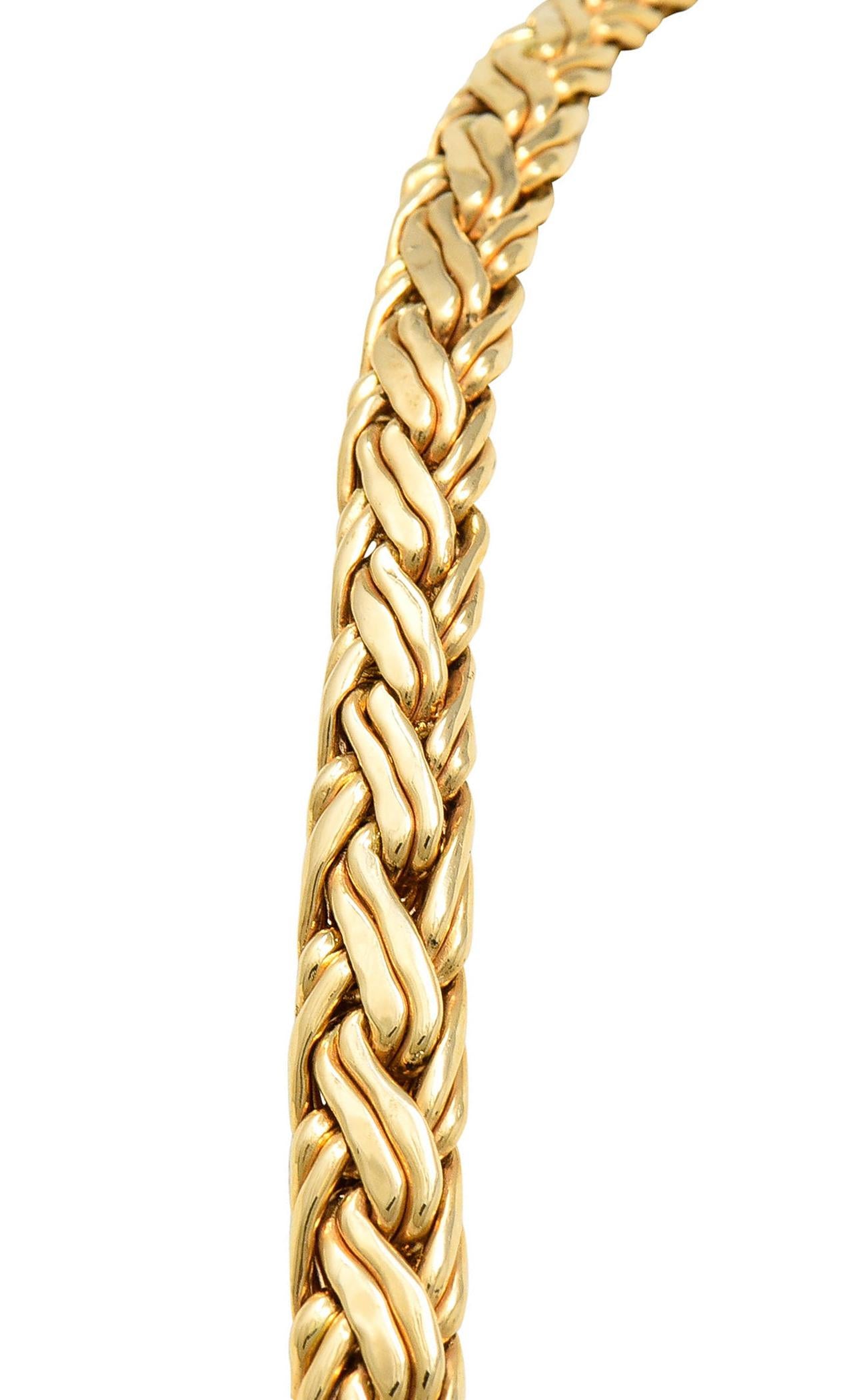 Tiffany & Co. Vintage 14 Karat Yellow Gold Wheat Chain Necklace In Excellent Condition In Philadelphia, PA