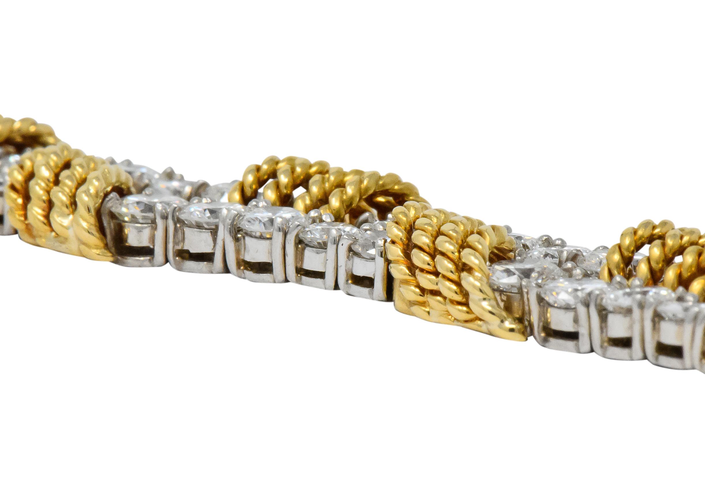 Women's or Men's Tiffany & Co. Vintage 14.00 Carat Diamond 18 Karat Gold Platinum Bracelet