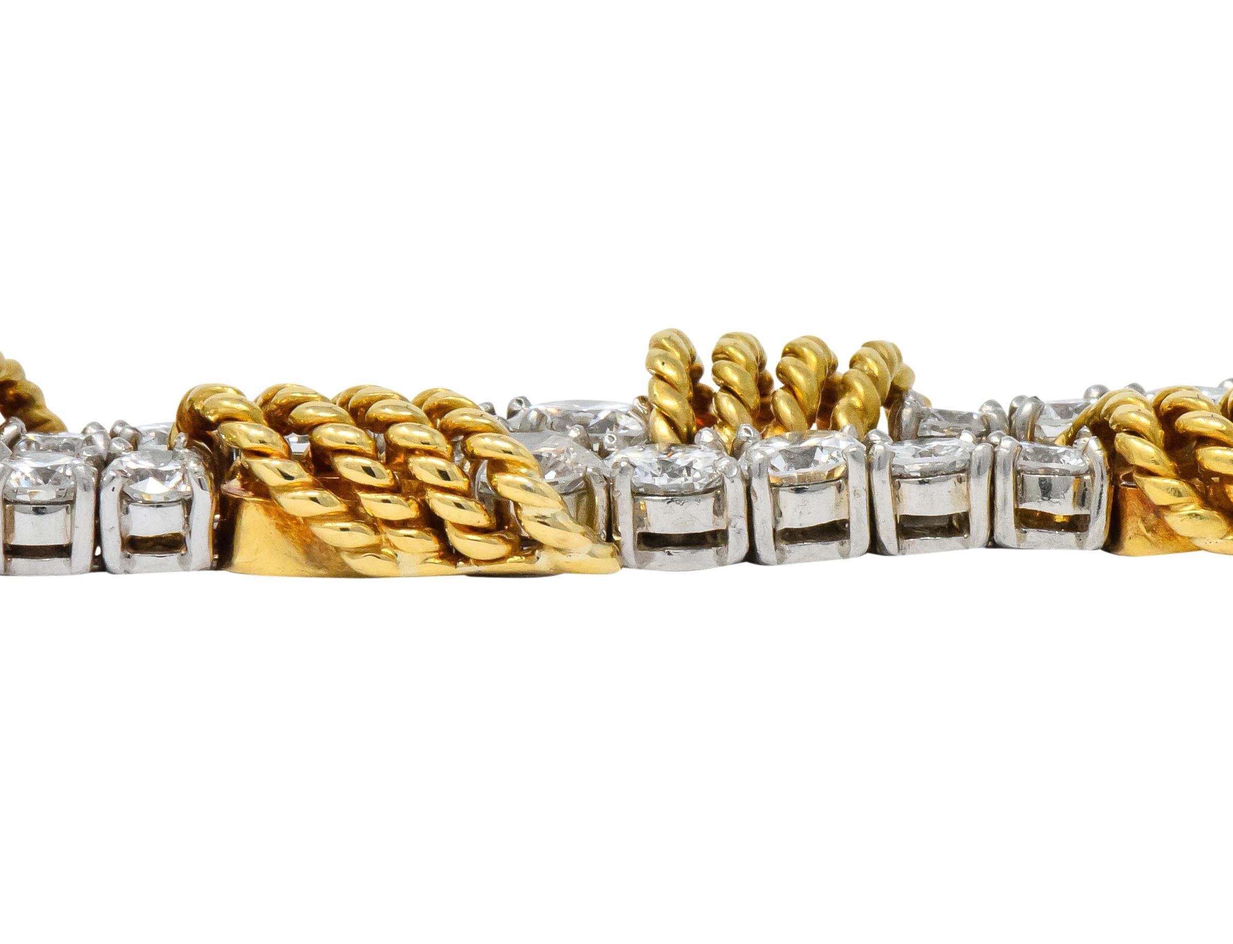 Tiffany & Co. Vintage 14.00 Carat Diamond 18 Karat Gold Platinum Bracelet 1