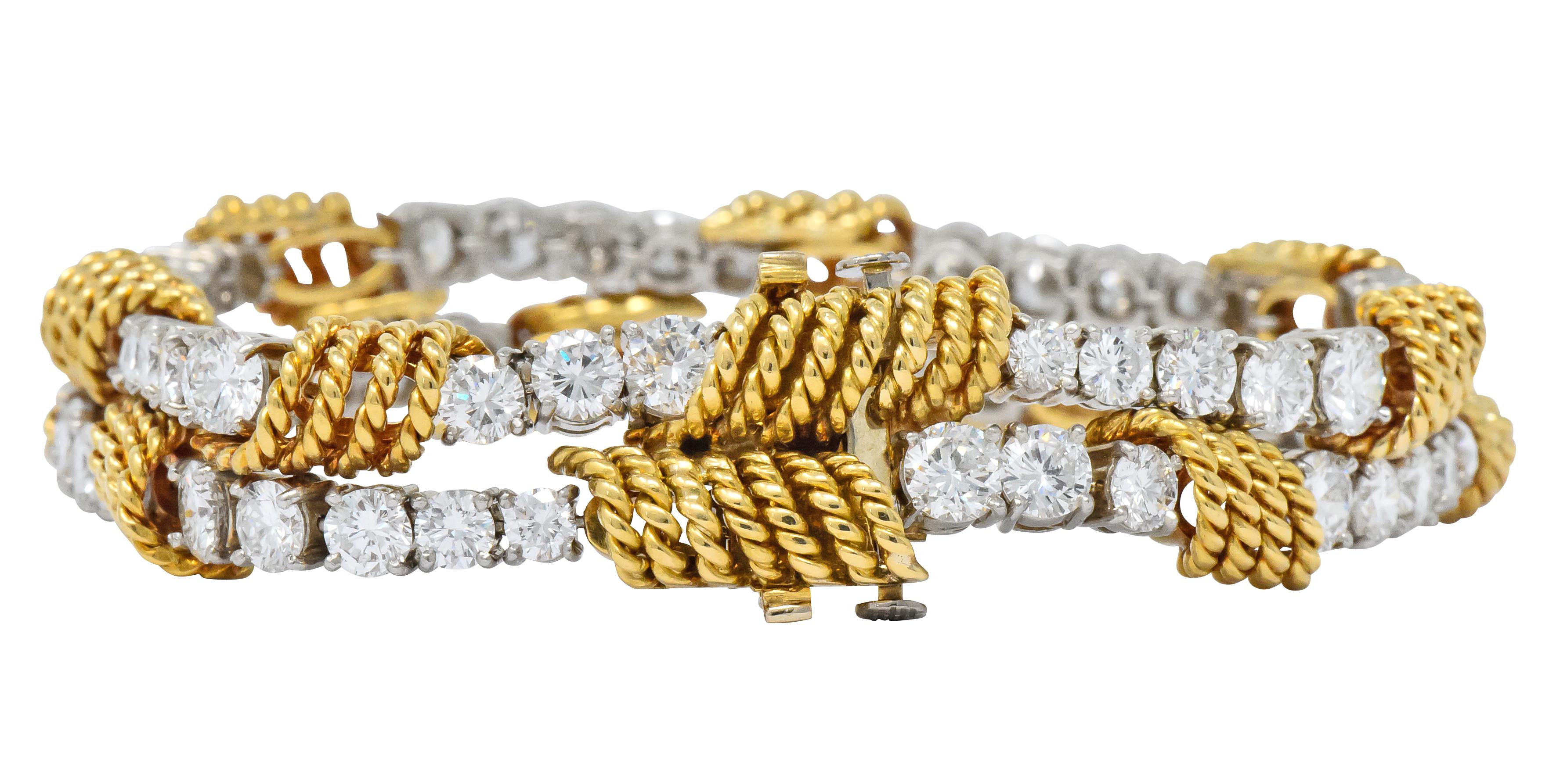 Tiffany & Co. Vintage 14.00 Carat Diamond 18 Karat Gold Platinum Bracelet 2