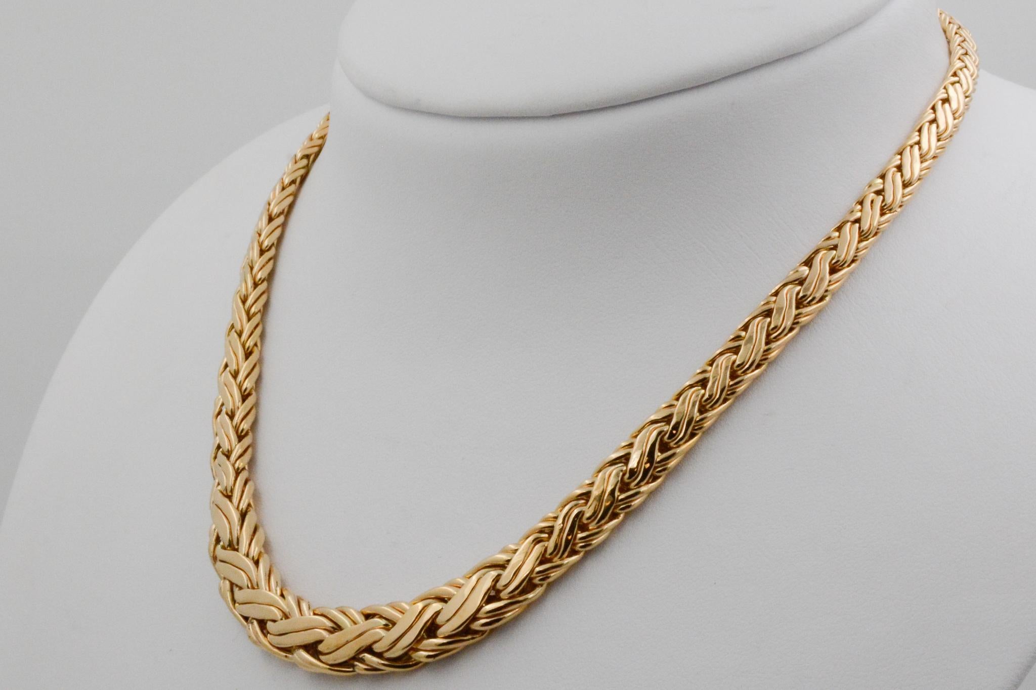Tiffany & Co. Vintage 14 Karat Byzantine Graduated Necklace In Good Condition In Dallas, TX
