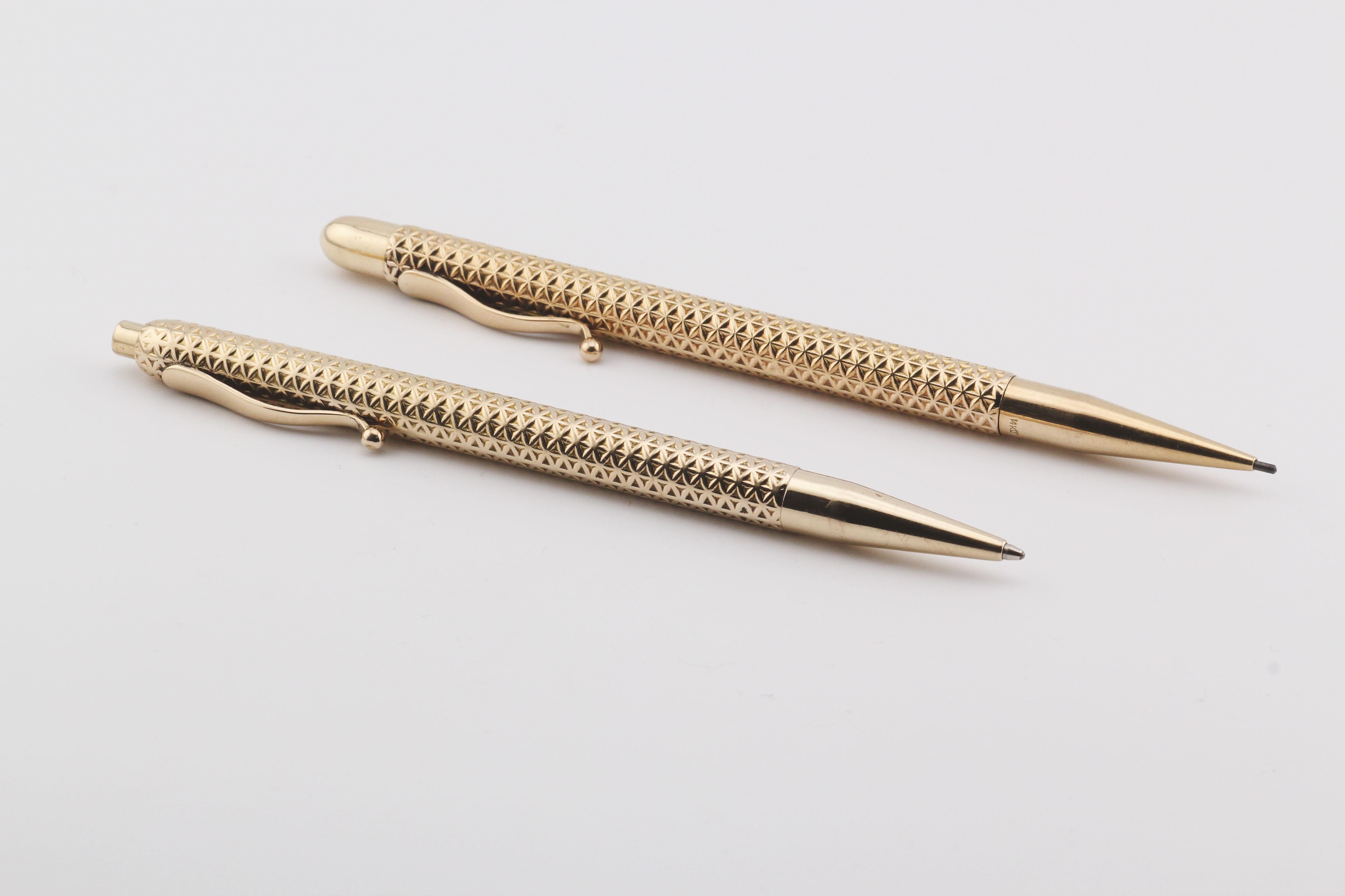Tiffany & Co. Vintage 14k Yellow Gold Ballpoint Pen and Pencil Set In Good Condition For Sale In Simpsonville, SC