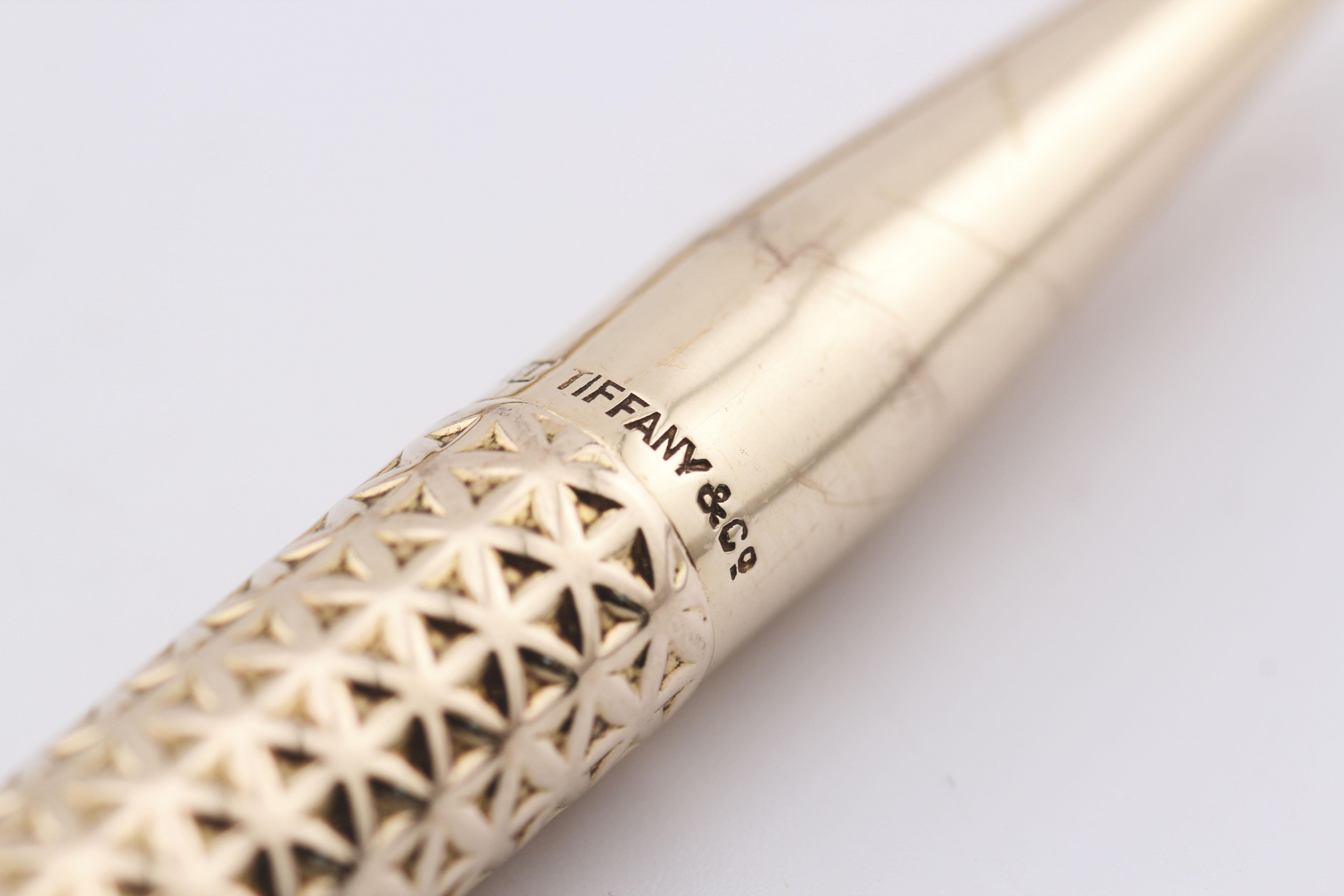 Tiffany & Co. Vintage 14k Yellow Gold Ballpoint Pen and Pencil Set For Sale 4