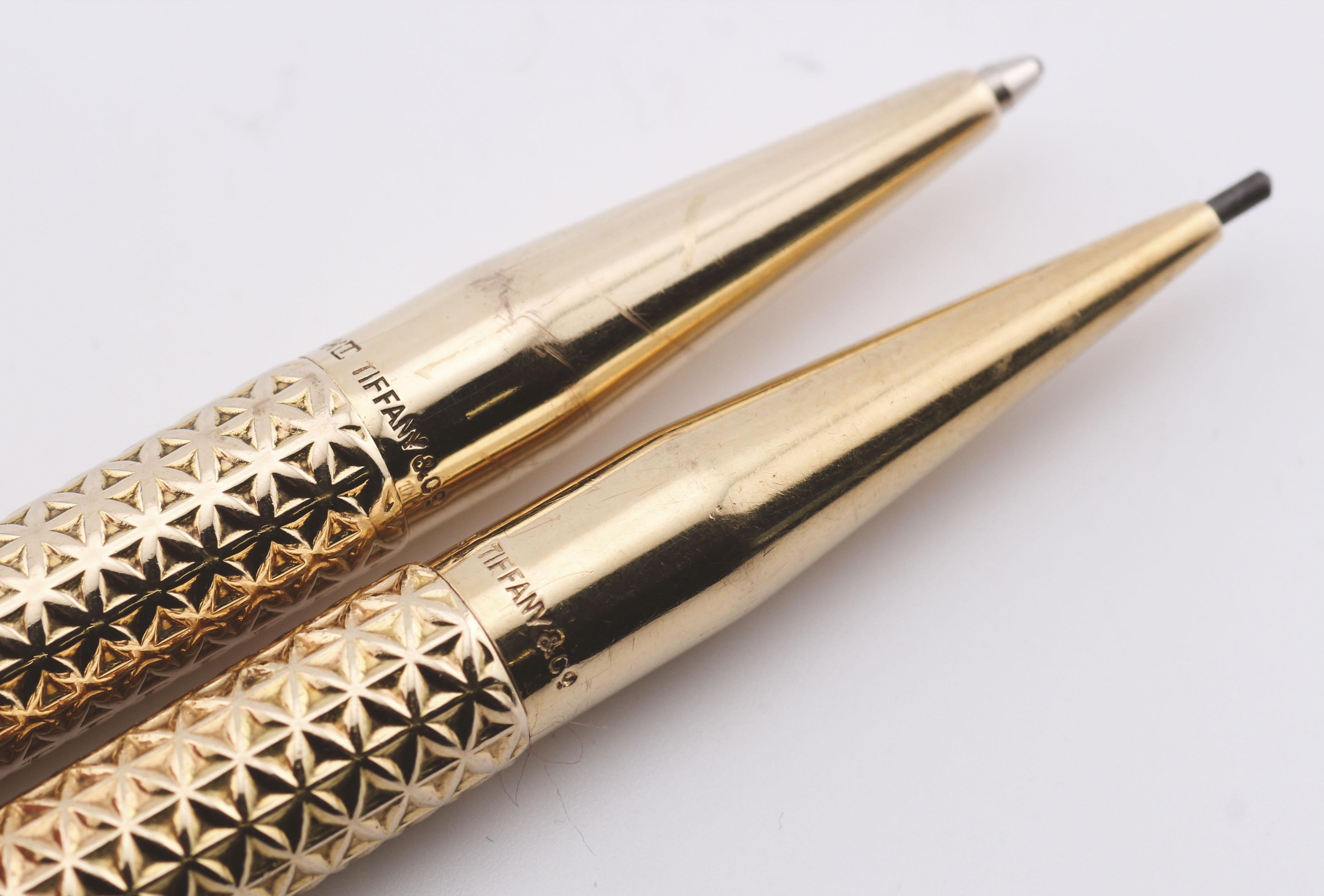 Tiffany & Co. Vintage 14k Yellow Gold Ballpoint Pen and Pencil Set For Sale 5