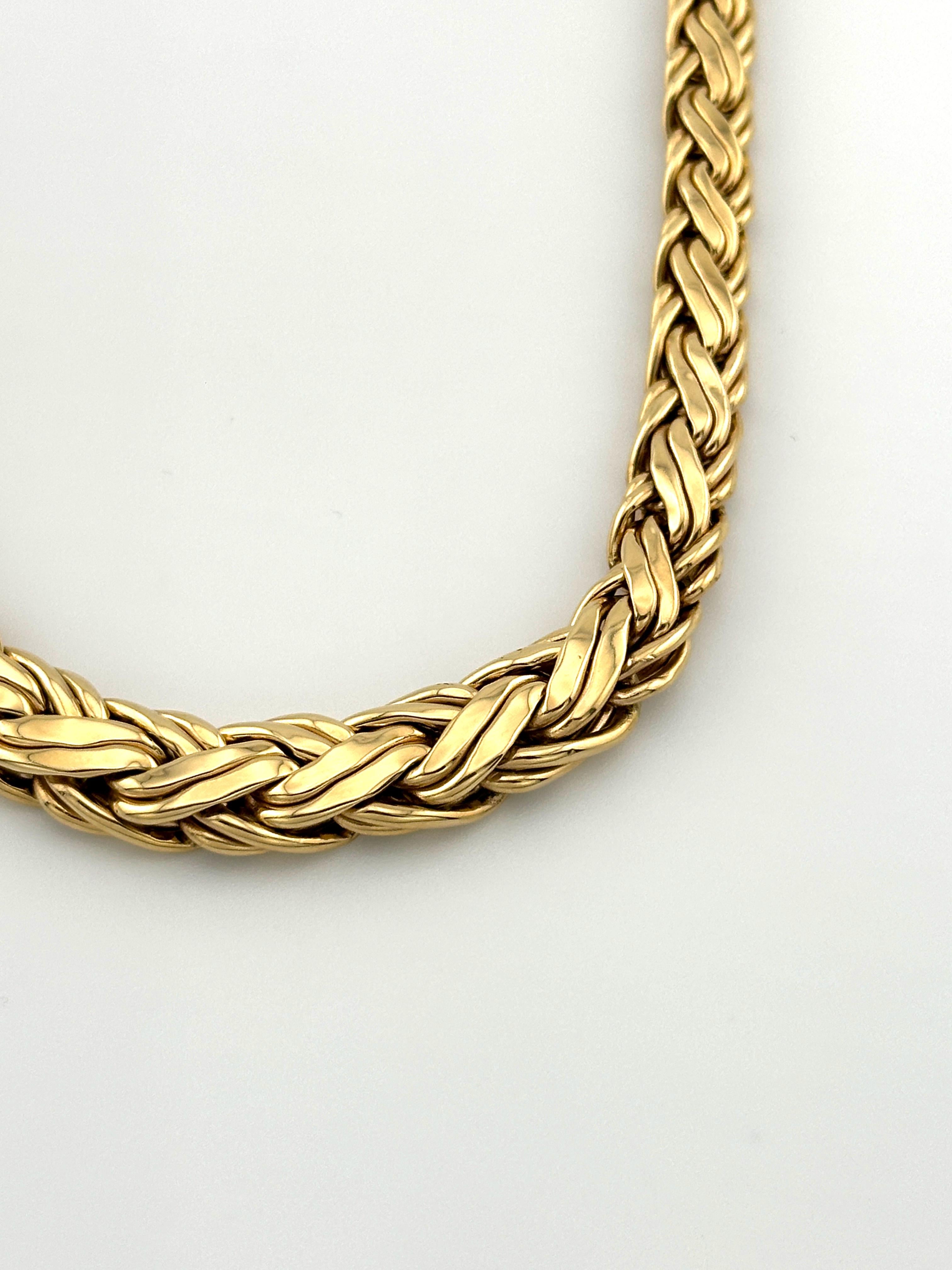 Tiffany & Co. Vintage 14K Yellow Gold Byzantine Braided Necklace

Length: 16 inches

Hallmark: Tiifany & Co.

A timeless embodiment of sophistication, this vintage Tiffany & Co. necklace showcases the brand’s renowned craftsmanship in a striking