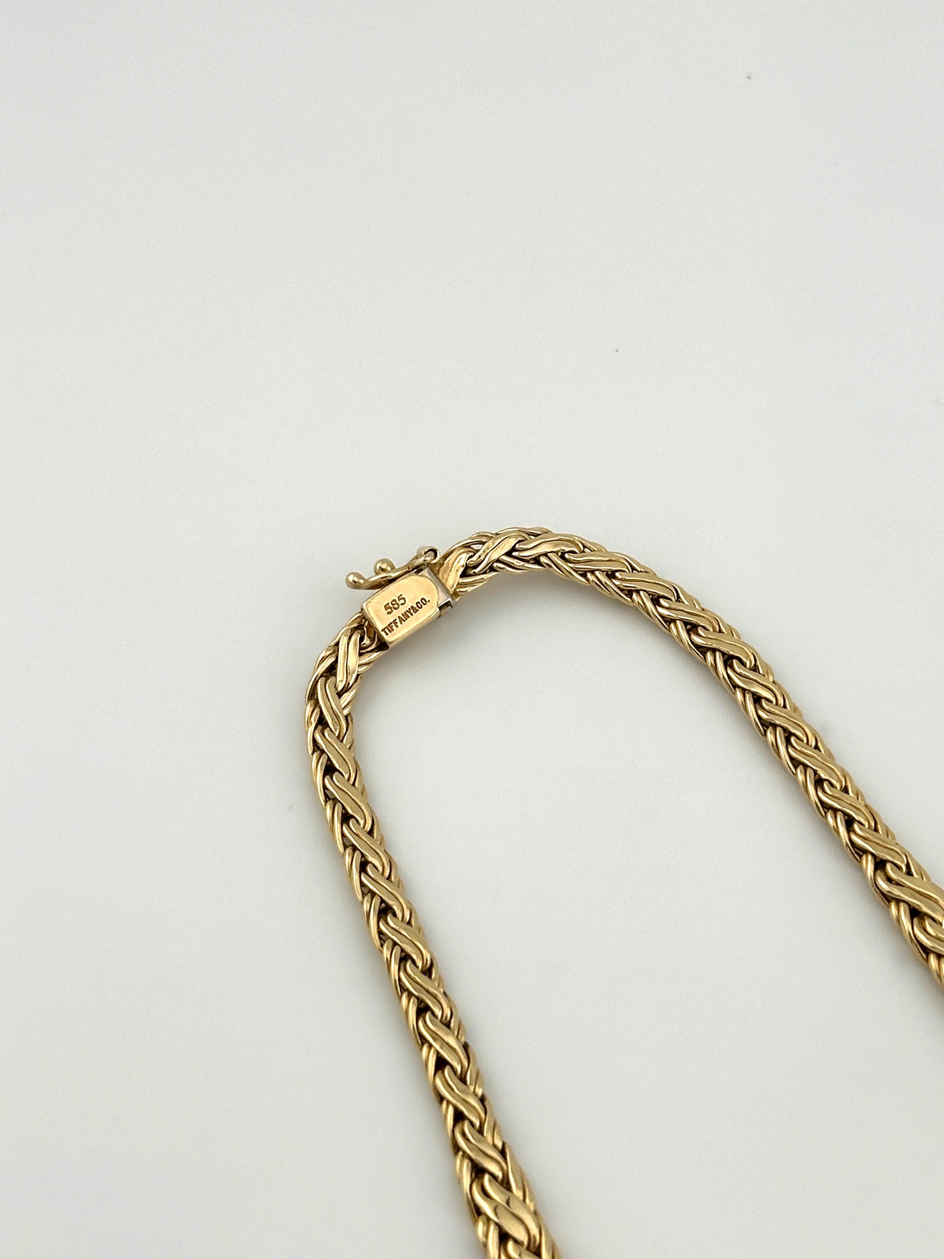 Tiffany & Co. Vintage 14K Yellow Gold Byzantine Braided Necklace In Good Condition For Sale In North Miami Beach, FL