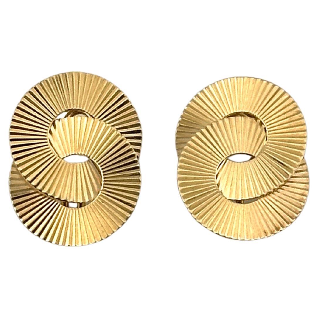 Tiffany & Co. Vintage 14K Yellow Gold Circle Ribbon Earrings