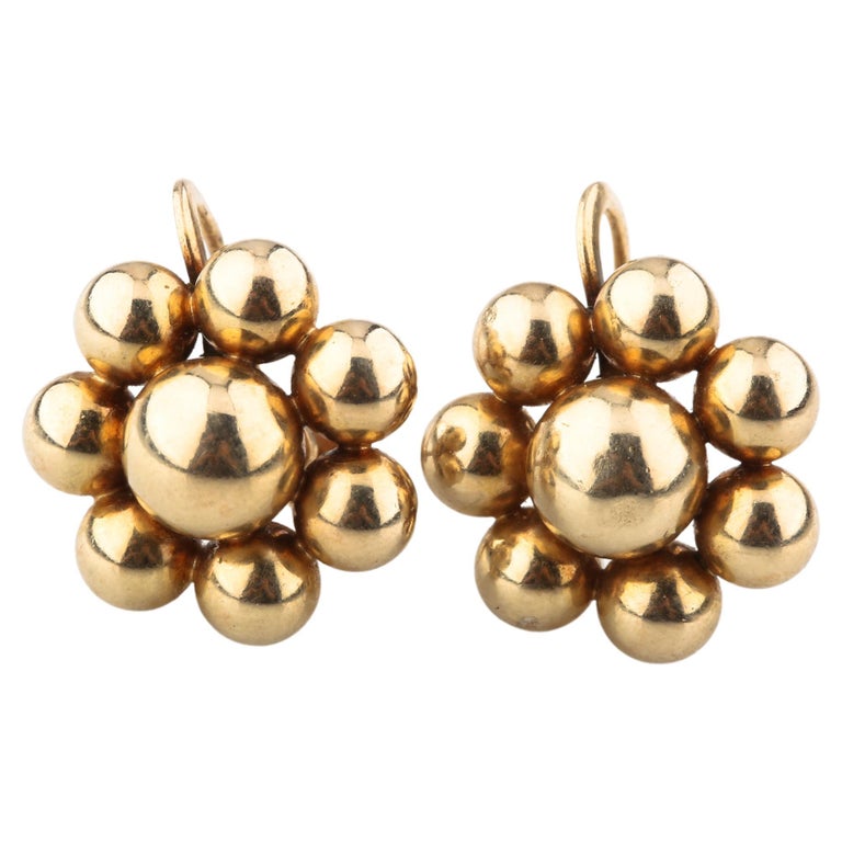 Tiffany and Co. Vintage 14k Yellow Gold Flower Earrings with Screwbacks