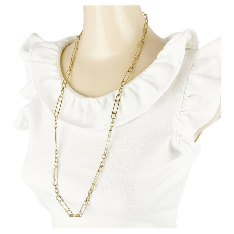 Tiffany and Co. Vintage 14k Yellow Gold Link Sautoir Chain Necklace Circa  1960s For Sale at 1stDibs