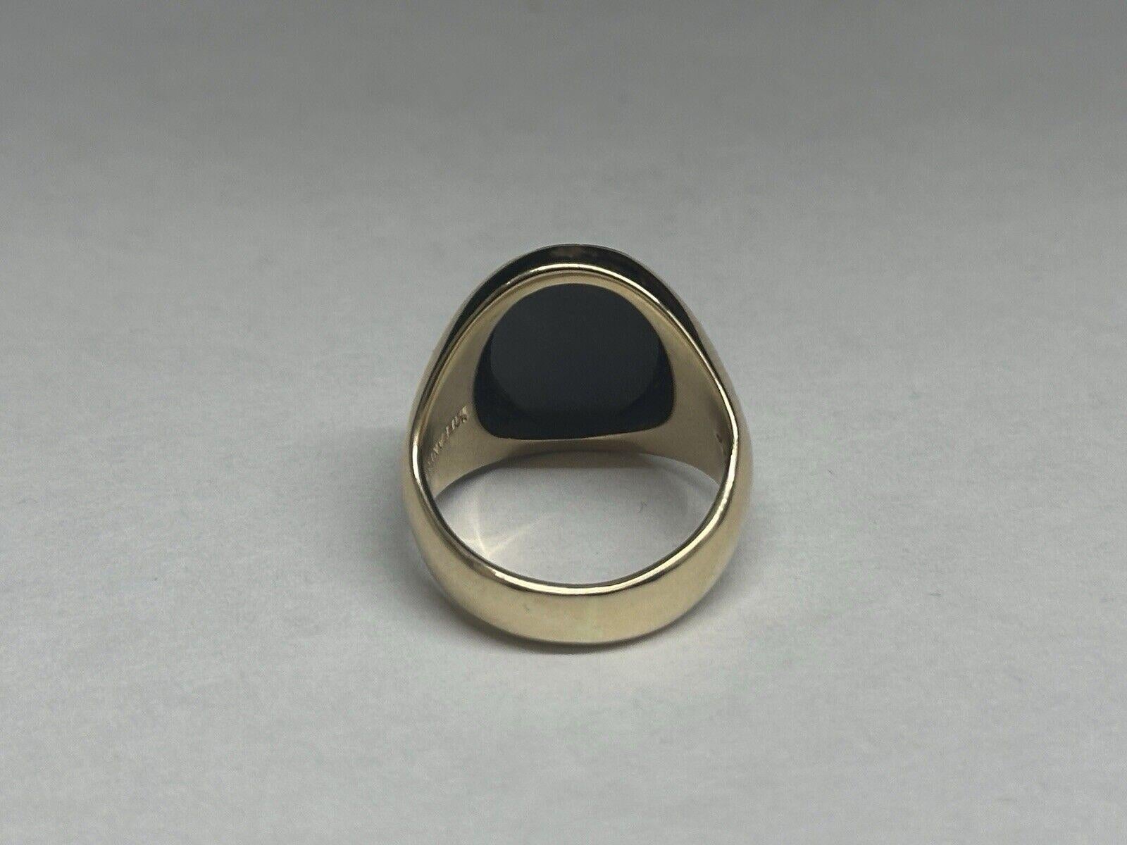 Women's or Men's TIFFANY & CO. Vintage 14k Yellow Gold & Onyx Signet Ring