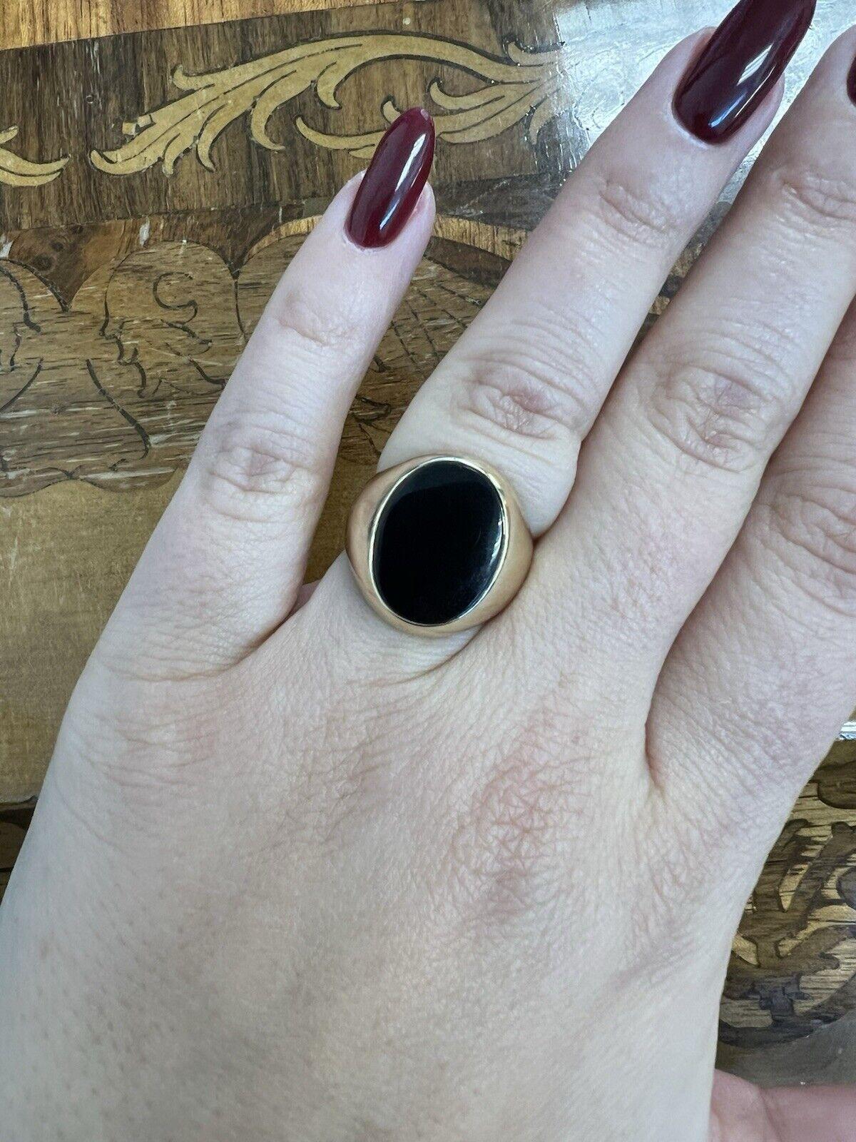 TIFFANY & CO. Vintage 14k Yellow Gold & Onyx Signet Ring 1