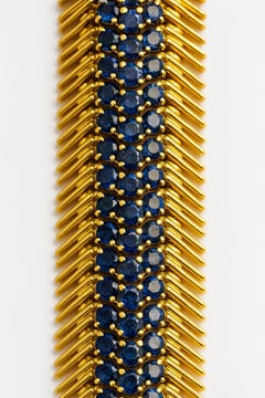 Tiffany & Co. Vintage 15 Carat Sapphire 18K Yellow Gold Bracelet