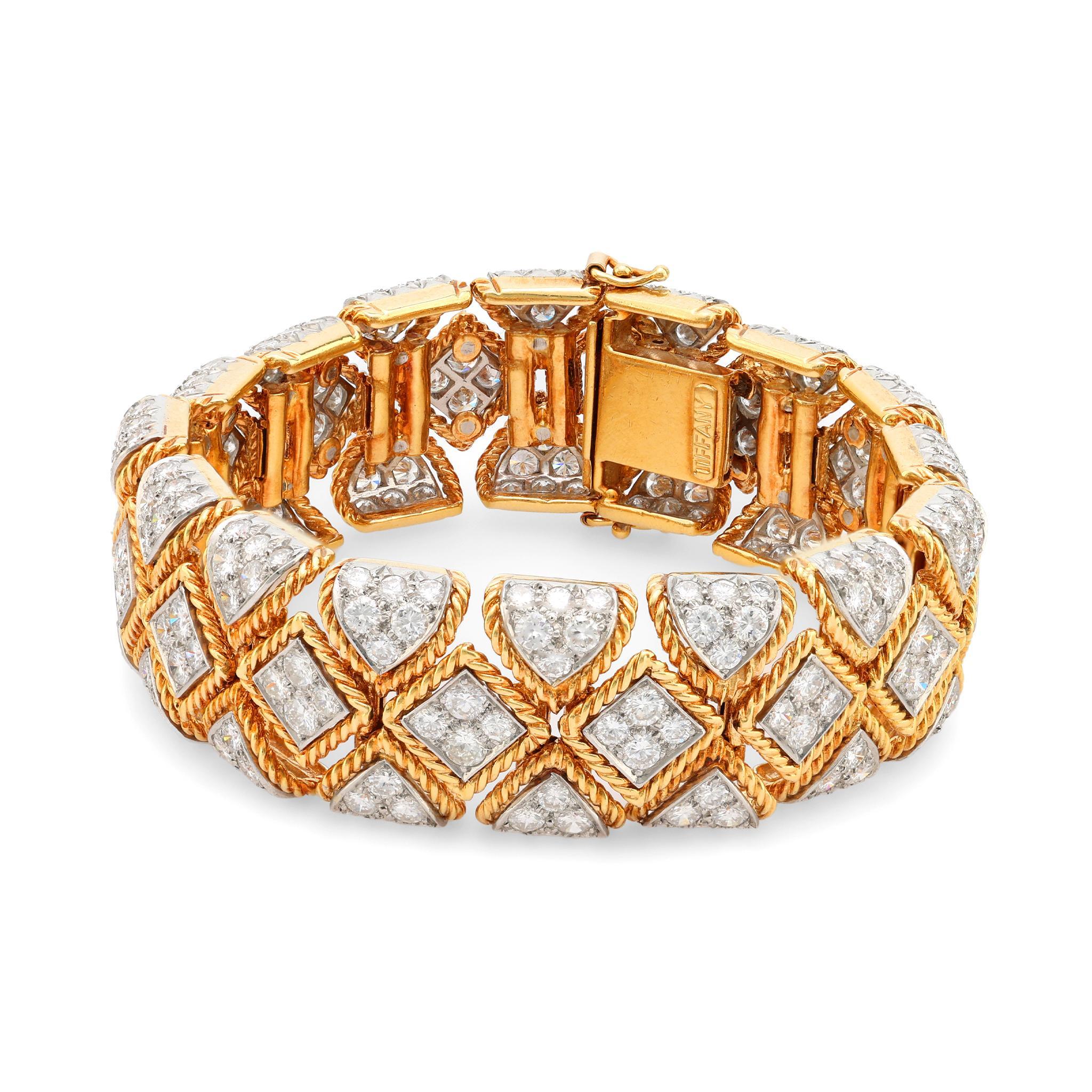 Tiffany & Co. Vintage 15 Karat Gesamtgewicht Diamant-Armband aus 18 Karat Gold mit Diamanten (Moderne)