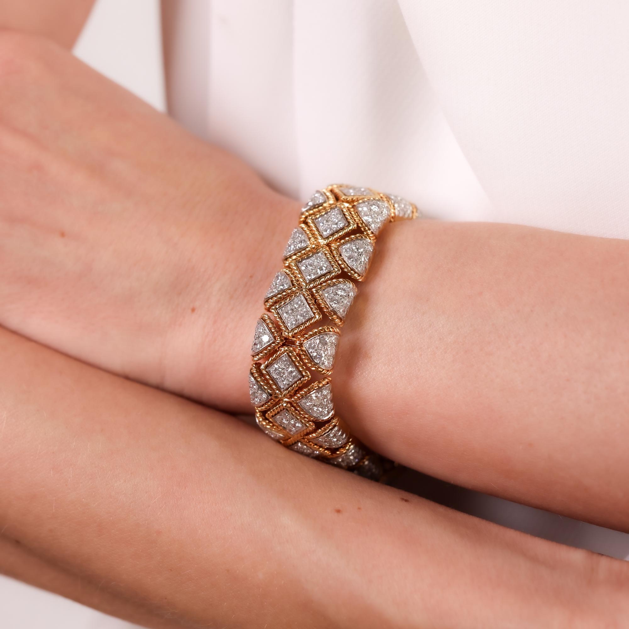 Tiffany & Co. Vintage 15 Karat Gesamtgewicht Diamant-Armband aus 18 Karat Gold mit Diamanten (Brillantschliff)