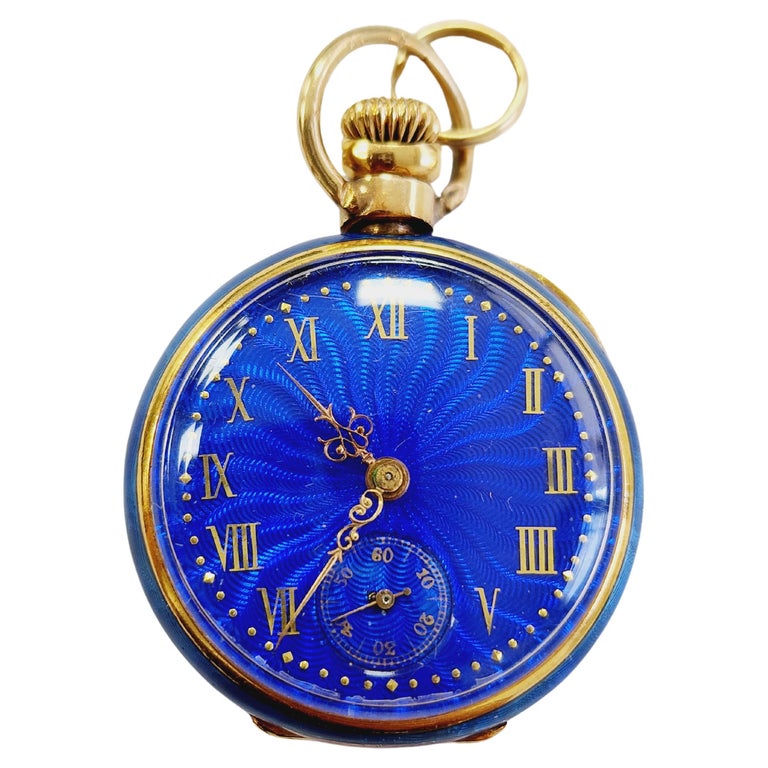 Tiffany and Co. Vintage 18 Karat Blue Enamel Pendant Watch  display picture 2