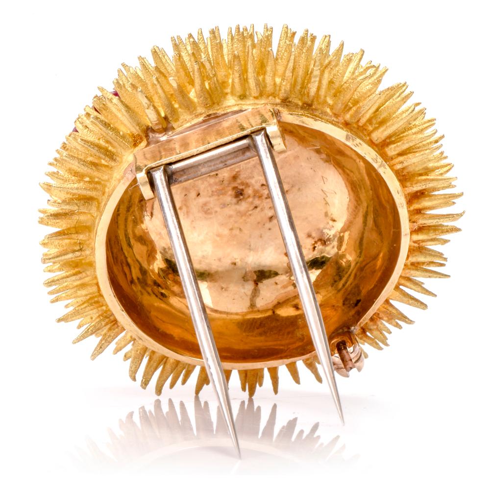 Tiffany & Co. Vintage 18 Karat Diamond Ruby Sea Urchin Brooch Pin 1